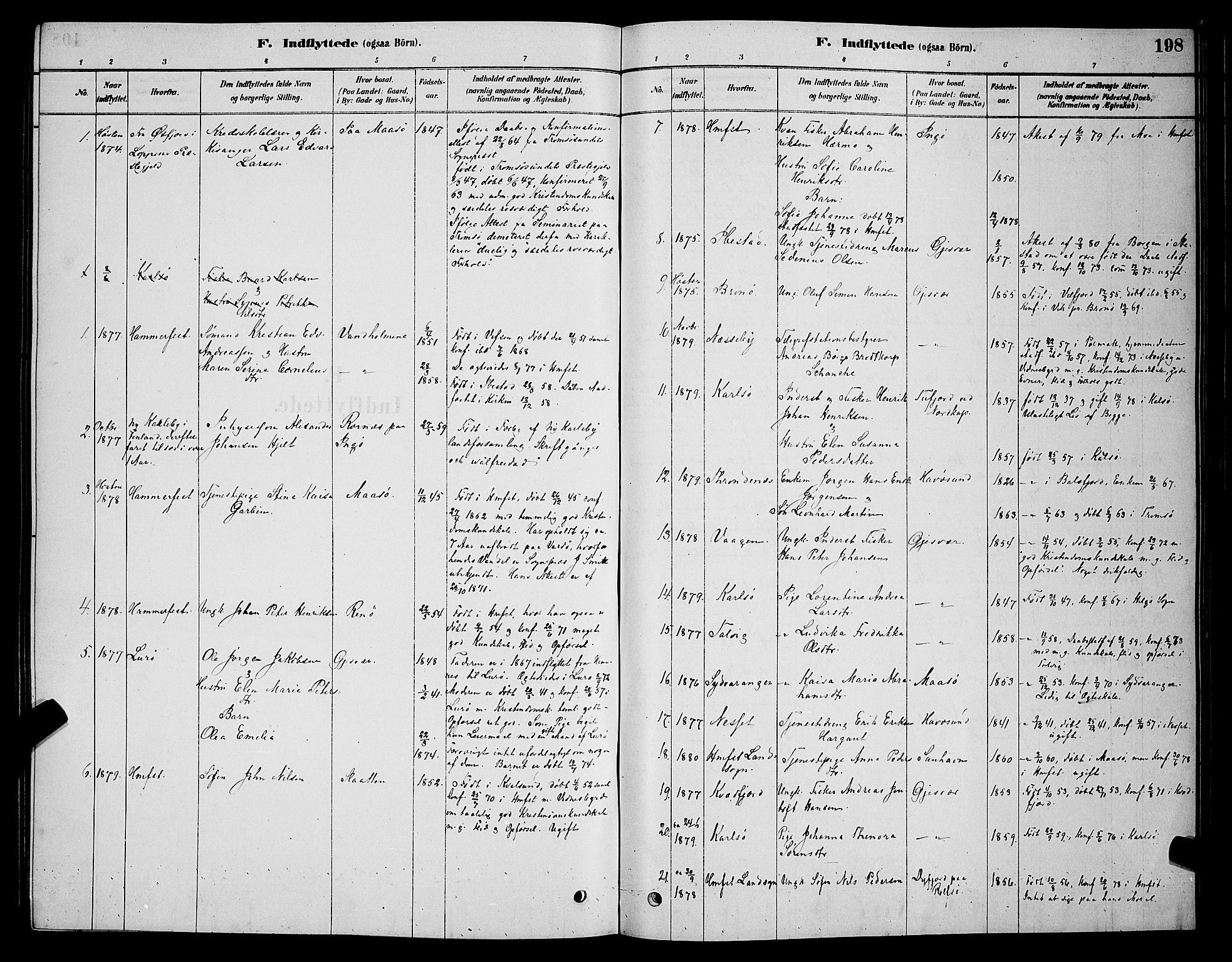 Måsøy sokneprestkontor, AV/SATØ-S-1348/H/Hb/L0002klokker: Parish register (copy) no. 2, 1876-1888, p. 198