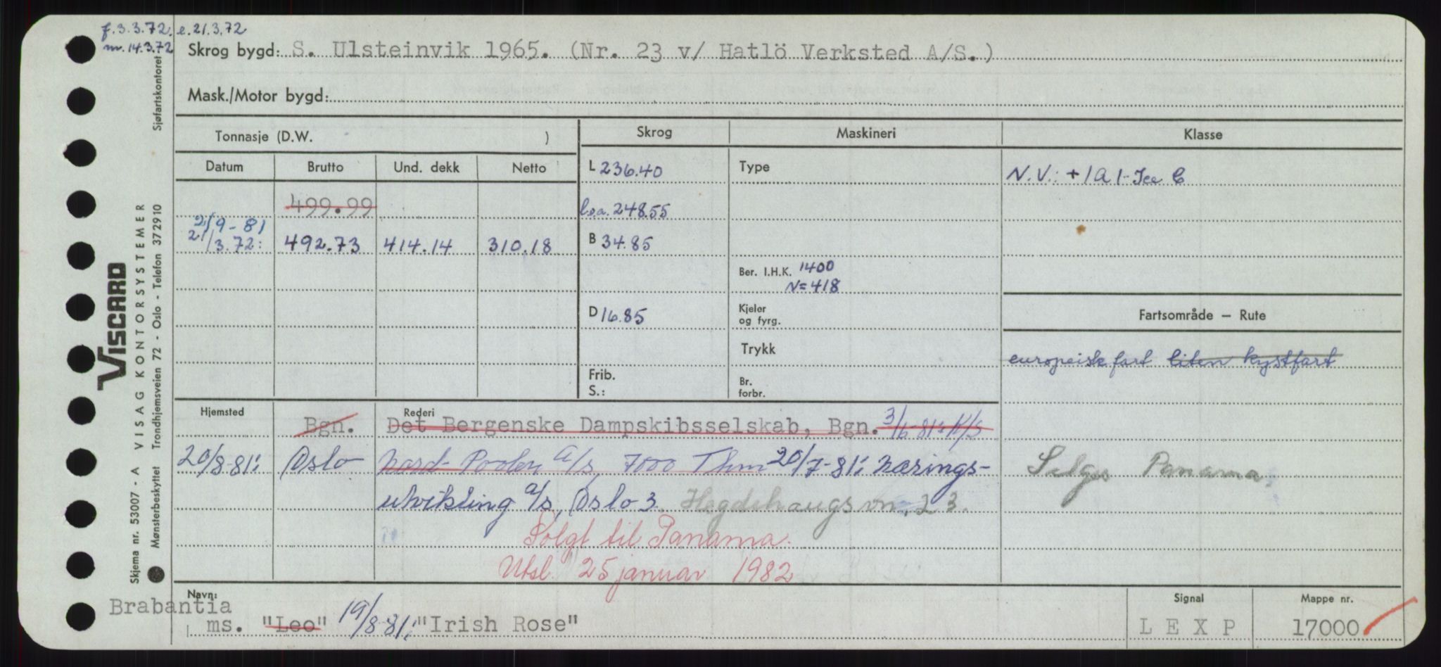 Sjøfartsdirektoratet med forløpere, Skipsmålingen, RA/S-1627/H/Hd/L0018: Fartøy, I, p. 231