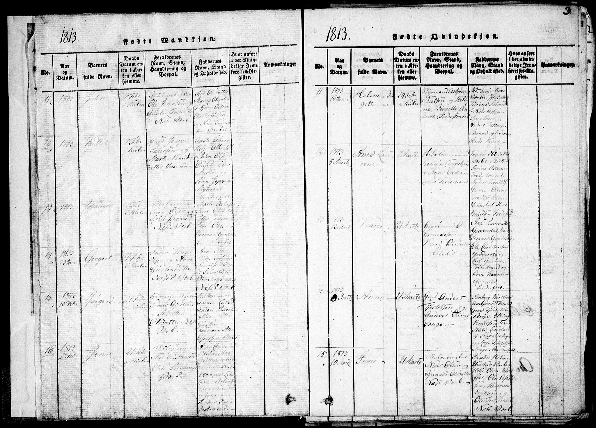 Holt sokneprestkontor, AV/SAK-1111-0021/F/Fa/L0005: Parish register (official) no. A 5, 1813-1821, p. 3