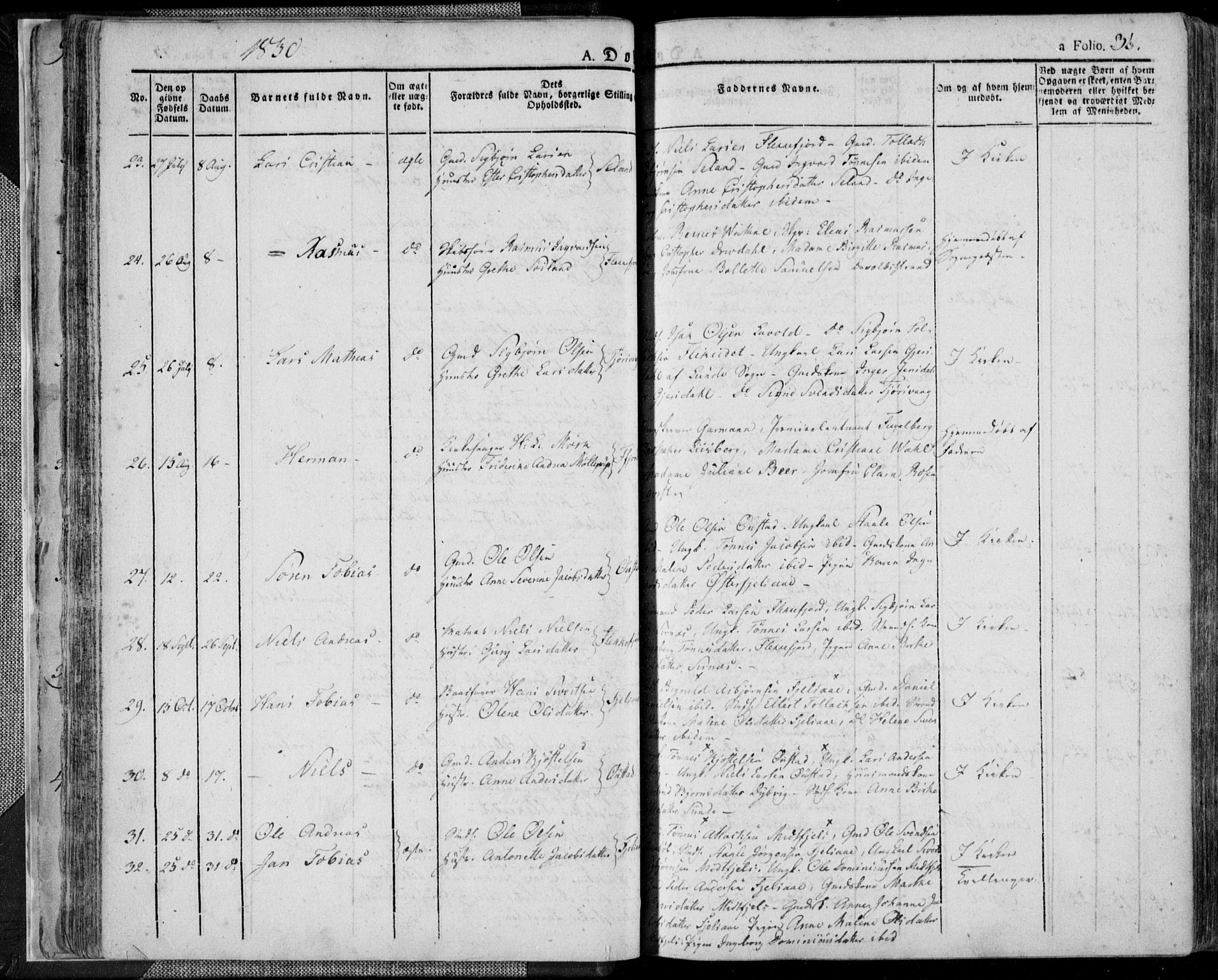 Flekkefjord sokneprestkontor, AV/SAK-1111-0012/F/Fa/Fac/L0003: Parish register (official) no. A 3, 1826-1841, p. 36