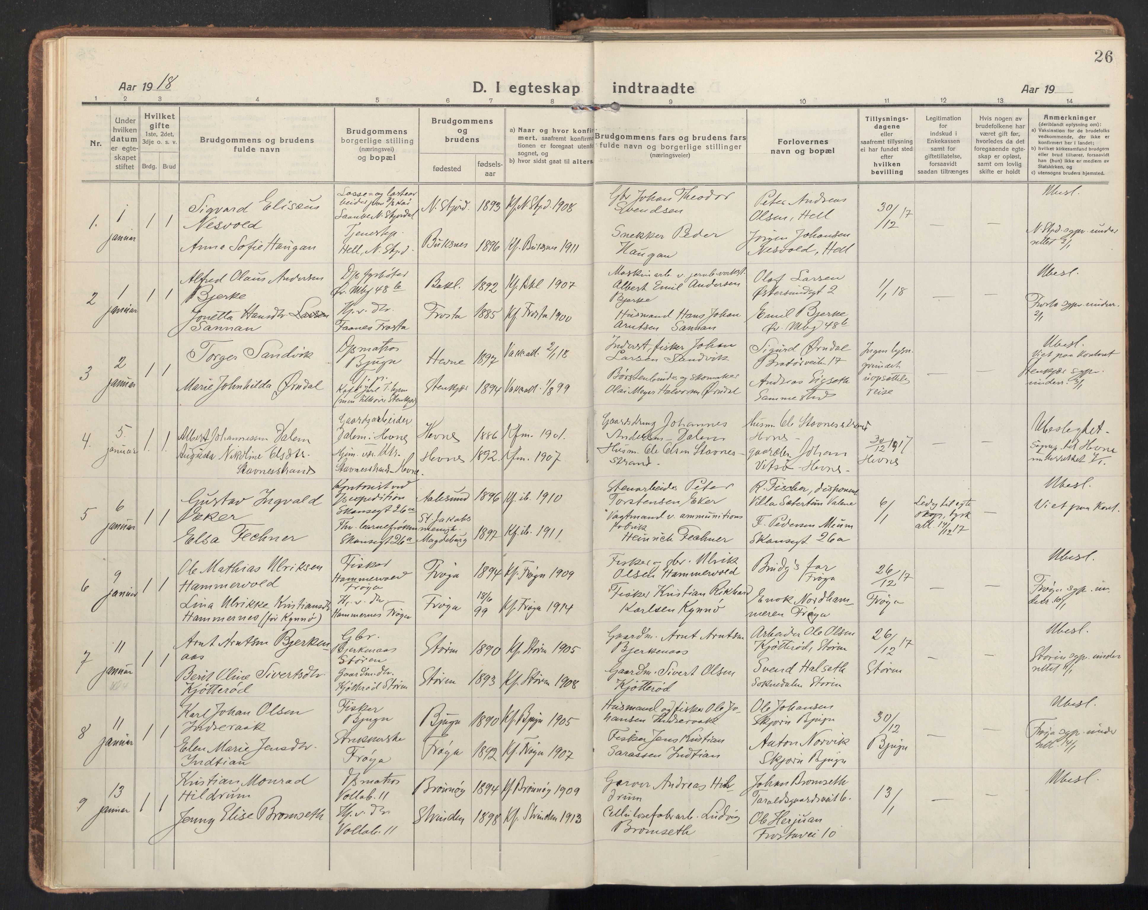 Ministerialprotokoller, klokkerbøker og fødselsregistre - Sør-Trøndelag, SAT/A-1456/604/L0206: Parish register (official) no. 604A26, 1917-1931, p. 26
