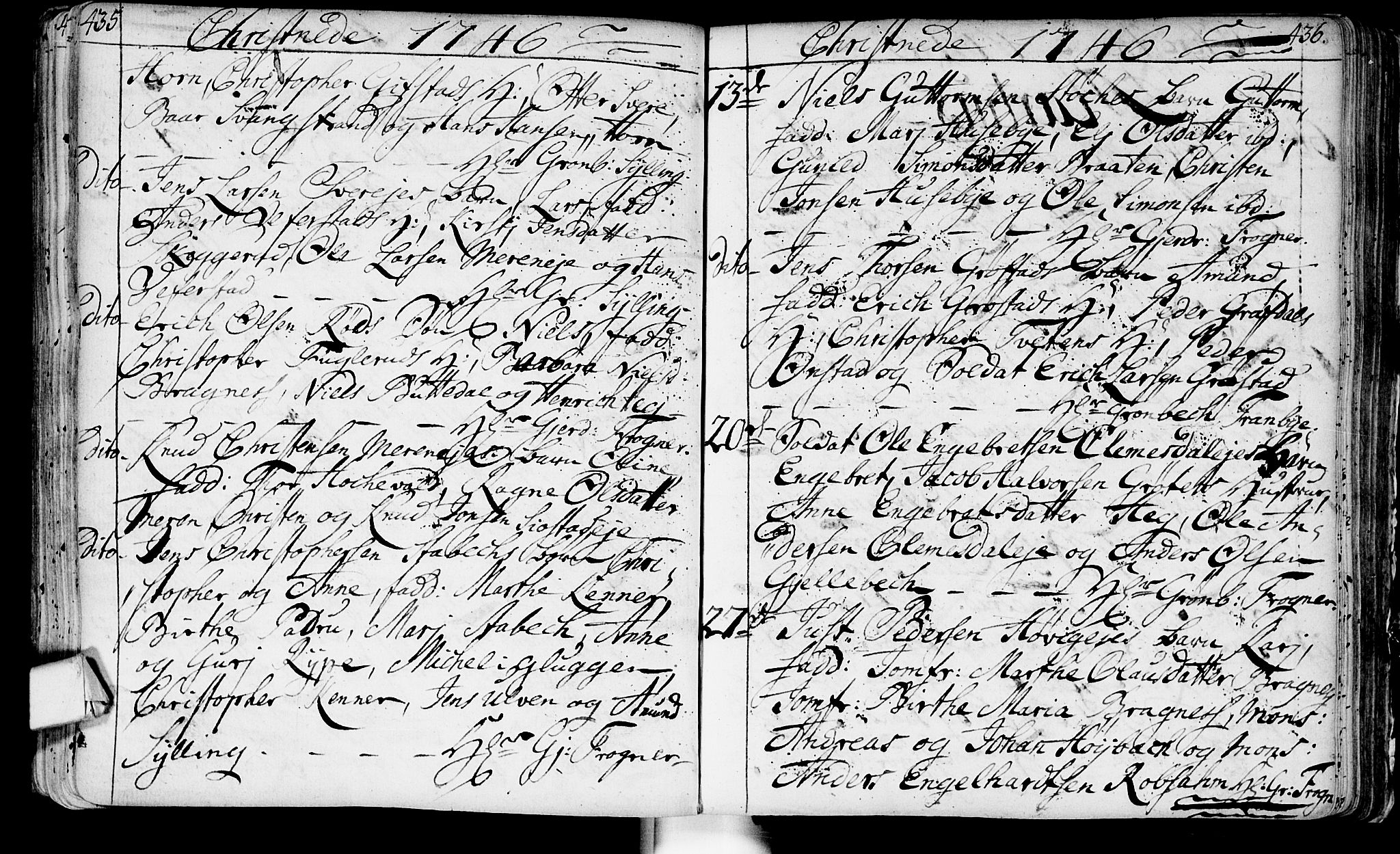 Lier kirkebøker, AV/SAKO-A-230/F/Fa/L0003: Parish register (official) no. I 3, 1727-1748, p. 435-436