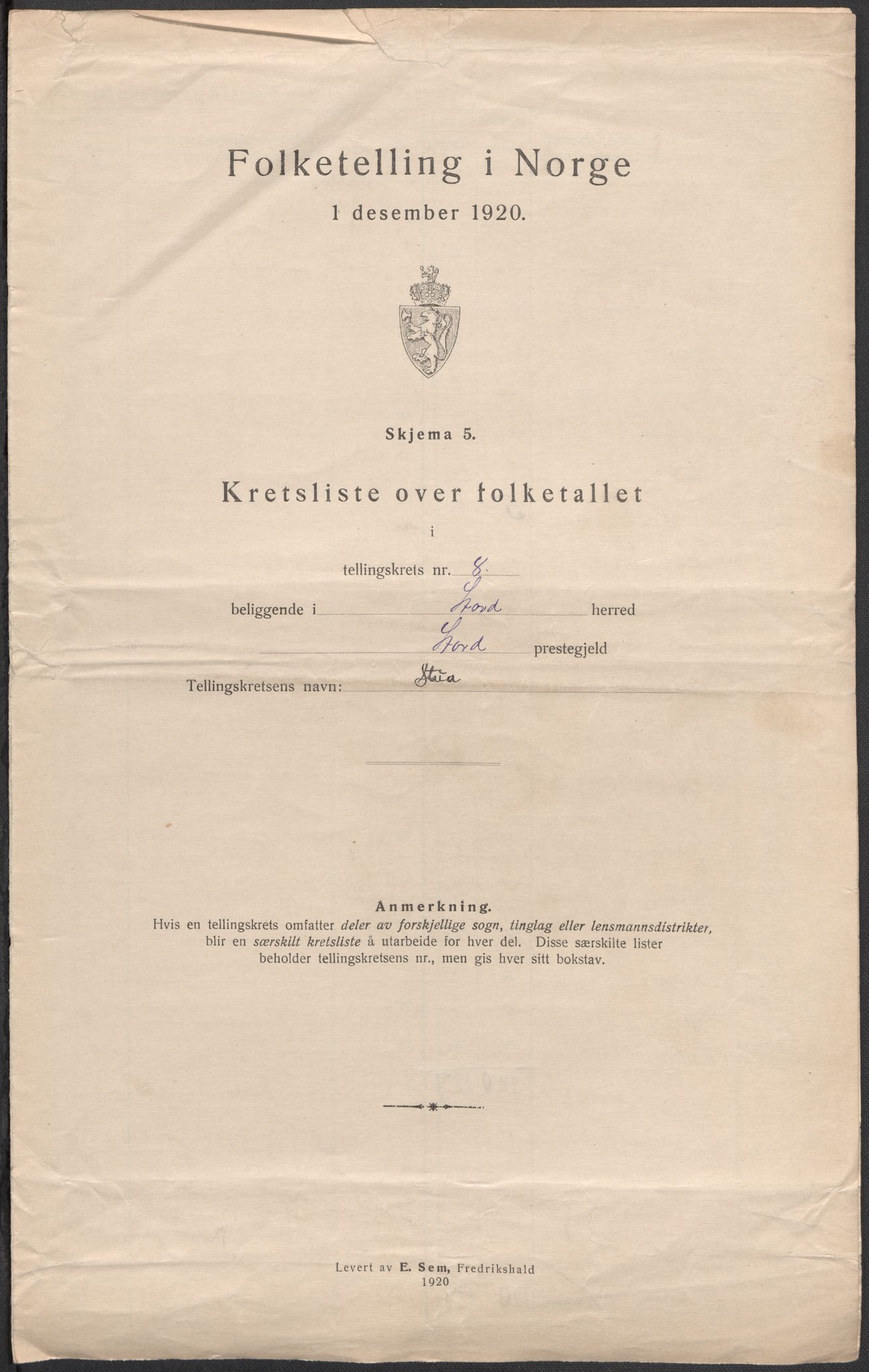 SAB, 1920 census for Stord, 1920, p. 26