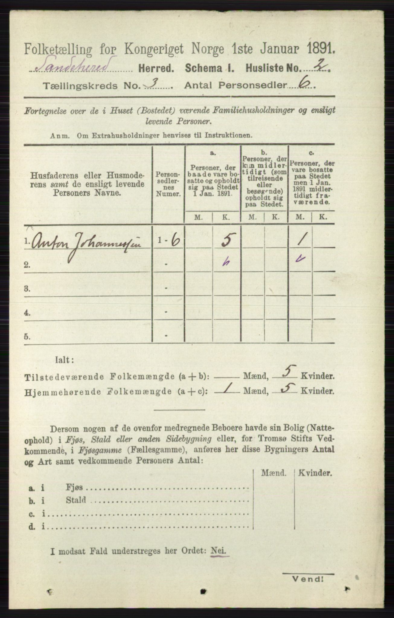 RA, 1891 census for 0724 Sandeherred, 1891, p. 1926