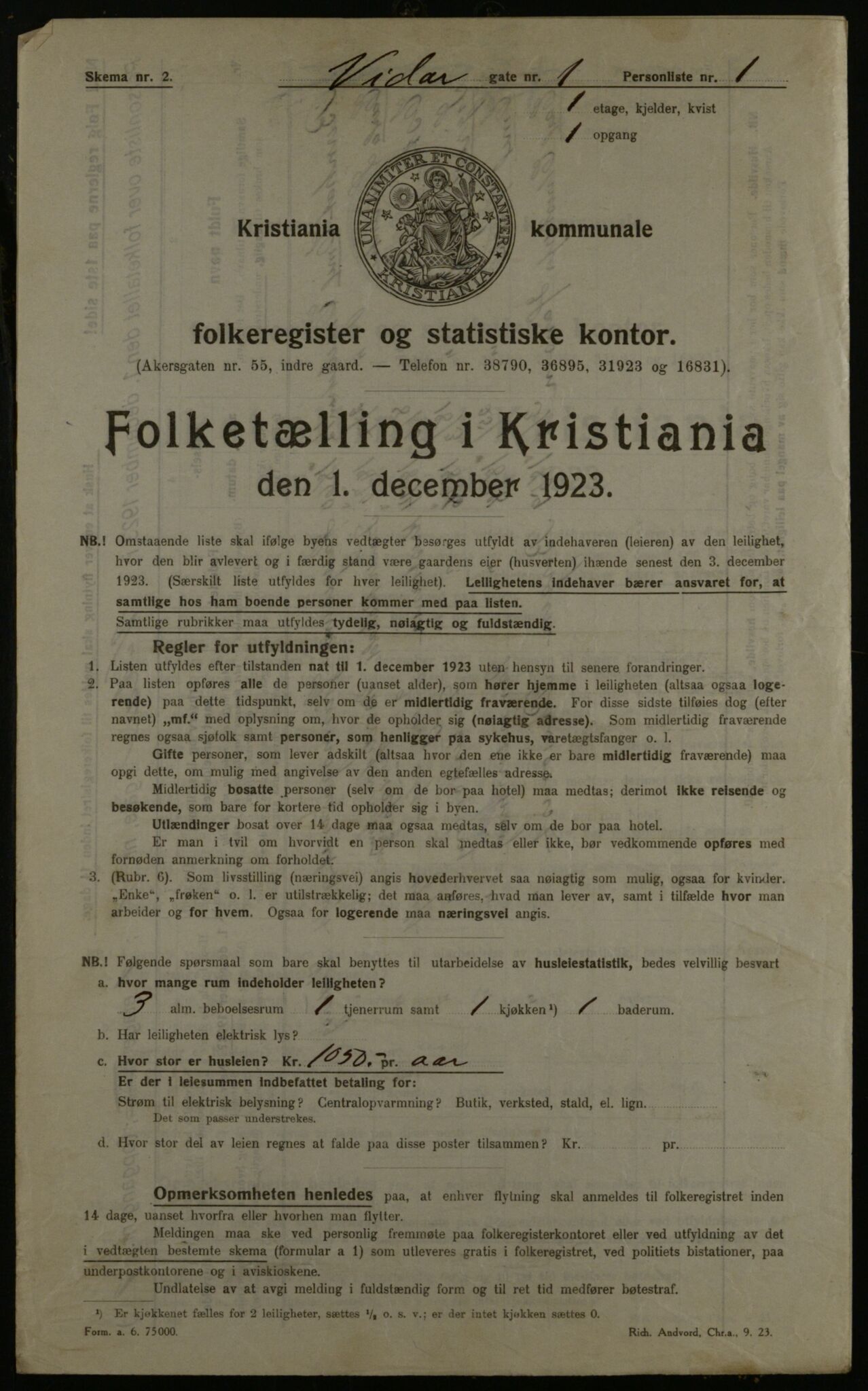 OBA, Municipal Census 1923 for Kristiania, 1923, p. 136352