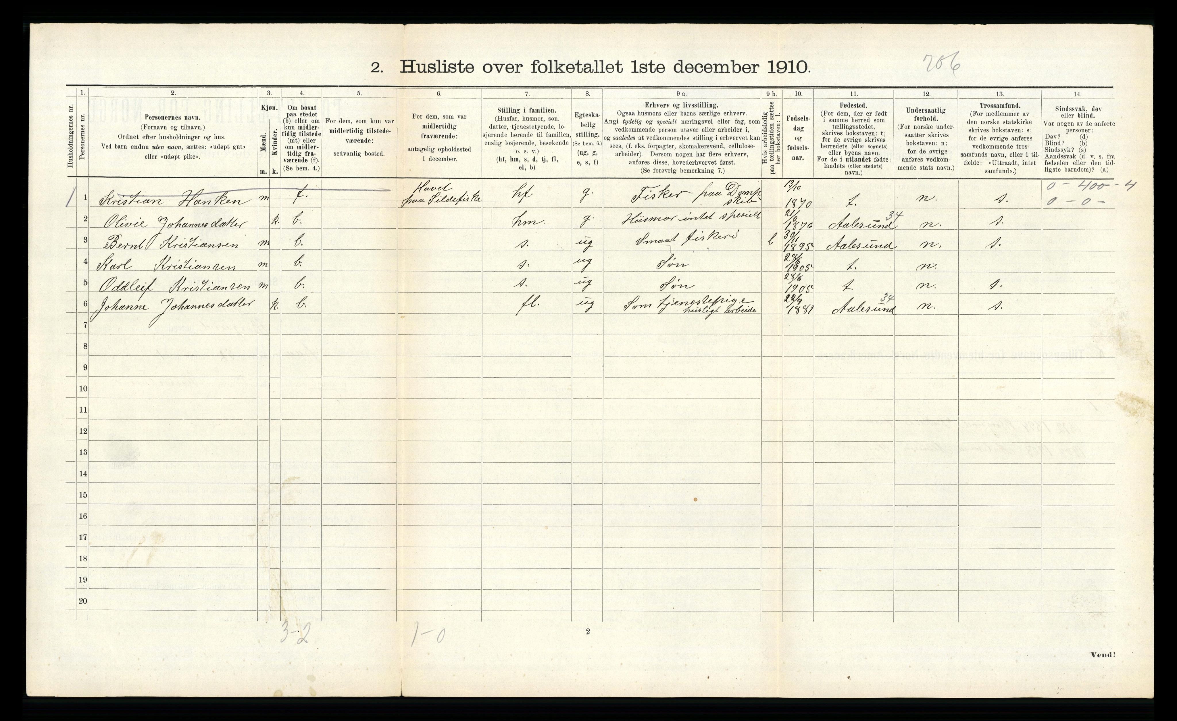 RA, 1910 census for Borgund, 1910, p. 816