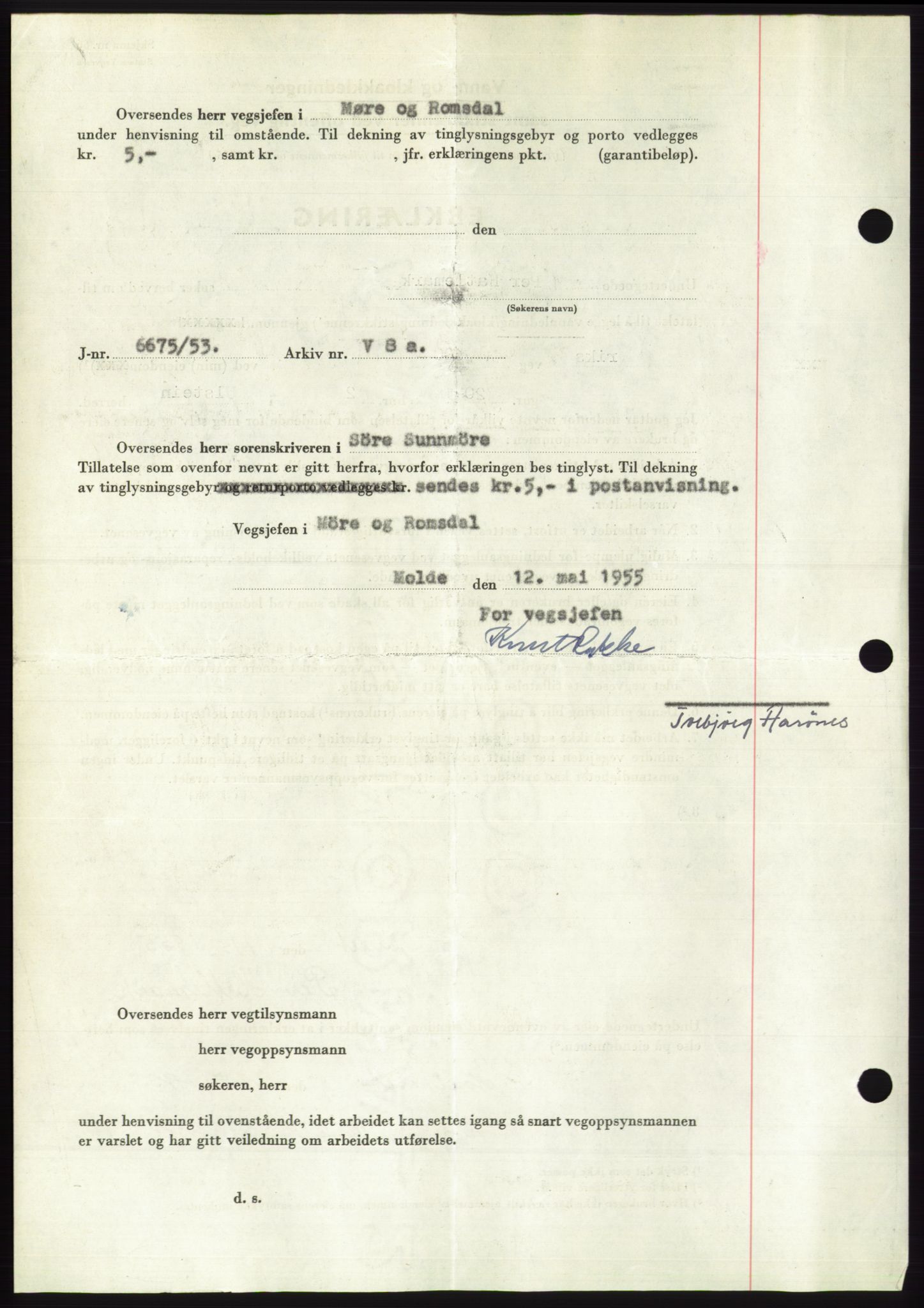 Søre Sunnmøre sorenskriveri, AV/SAT-A-4122/1/2/2C/L0101: Mortgage book no. 27A, 1955-1955, Diary no: : 1152/1955