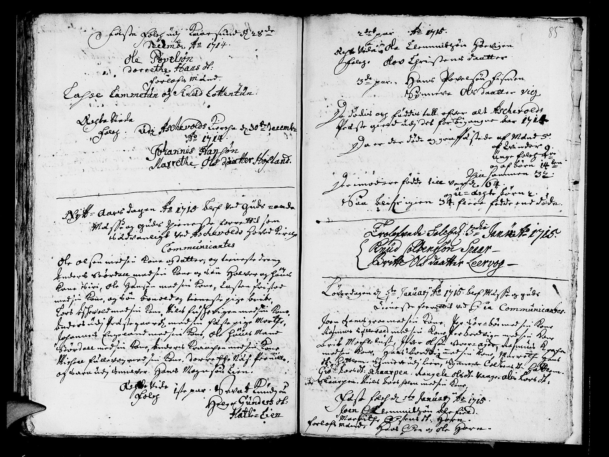 Askvoll sokneprestembete, SAB/A-79501/H/Haa/Haaa/L0002: Parish register (official) no. A 2, 1711-1715, p. 85