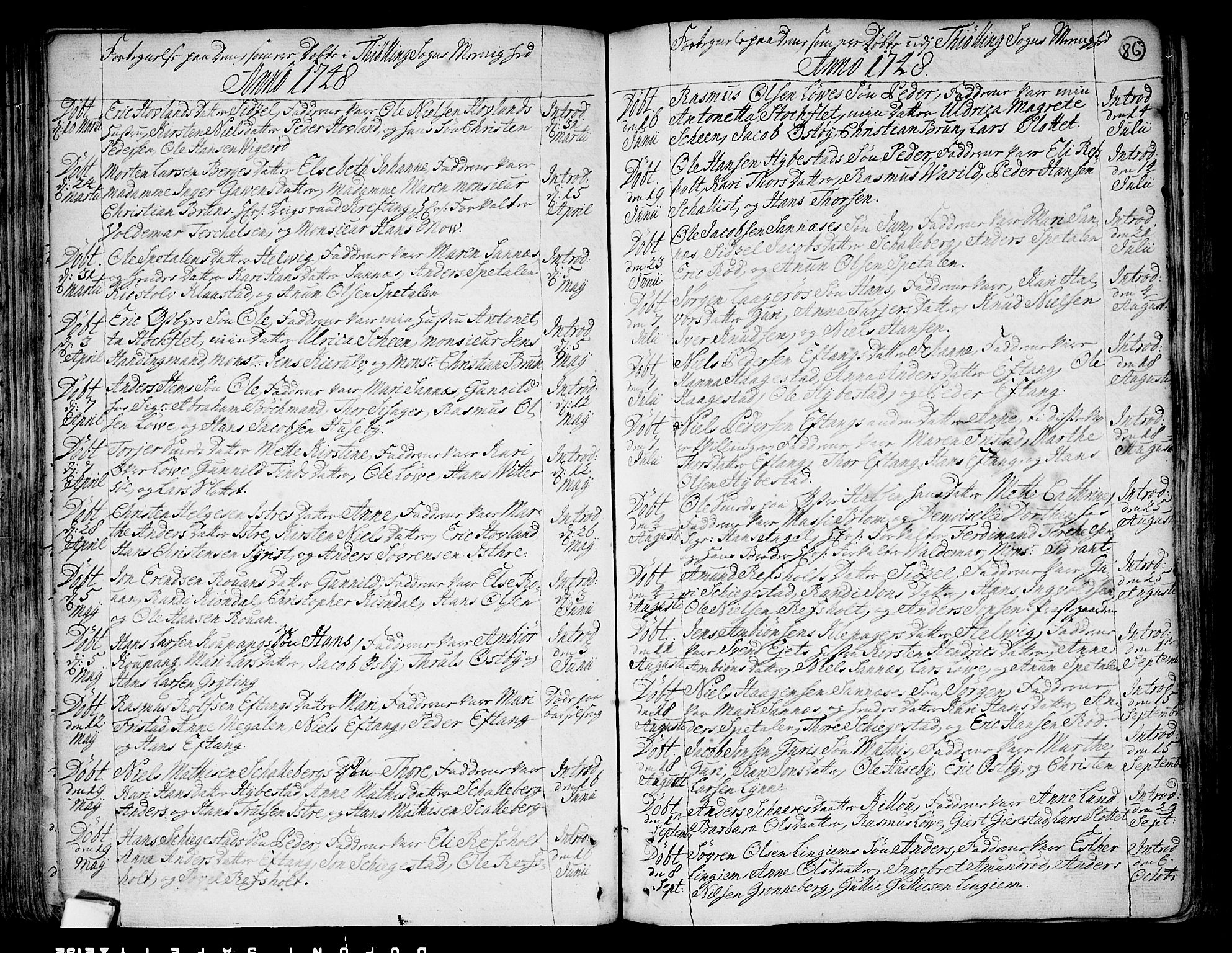 Tjølling kirkebøker, AV/SAKO-A-60/F/Fa/L0003: Parish register (official) no. 3, 1735-1778, p. 86