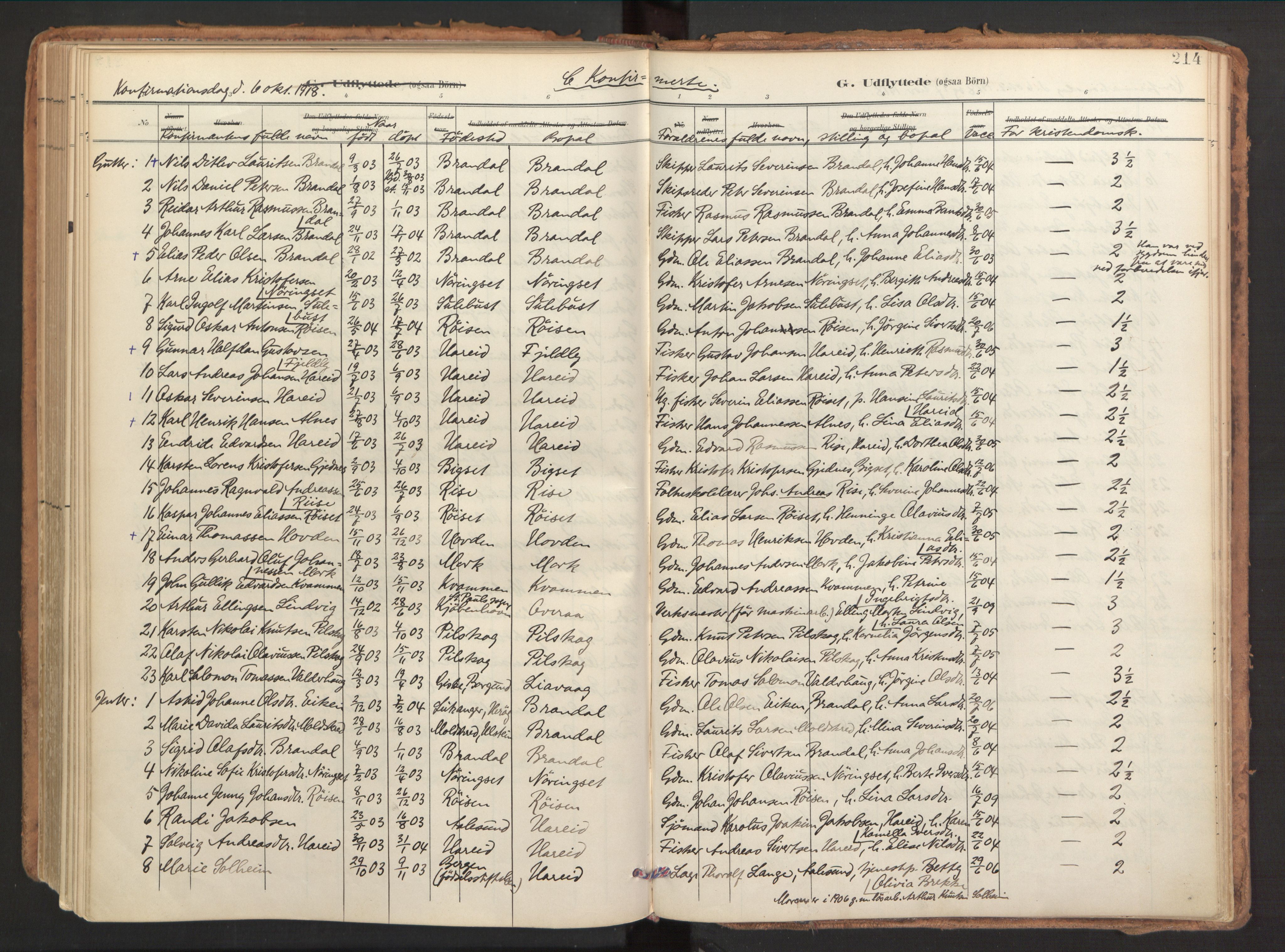 Ministerialprotokoller, klokkerbøker og fødselsregistre - Møre og Romsdal, AV/SAT-A-1454/510/L0123: Parish register (official) no. 510A03, 1898-1922, p. 214