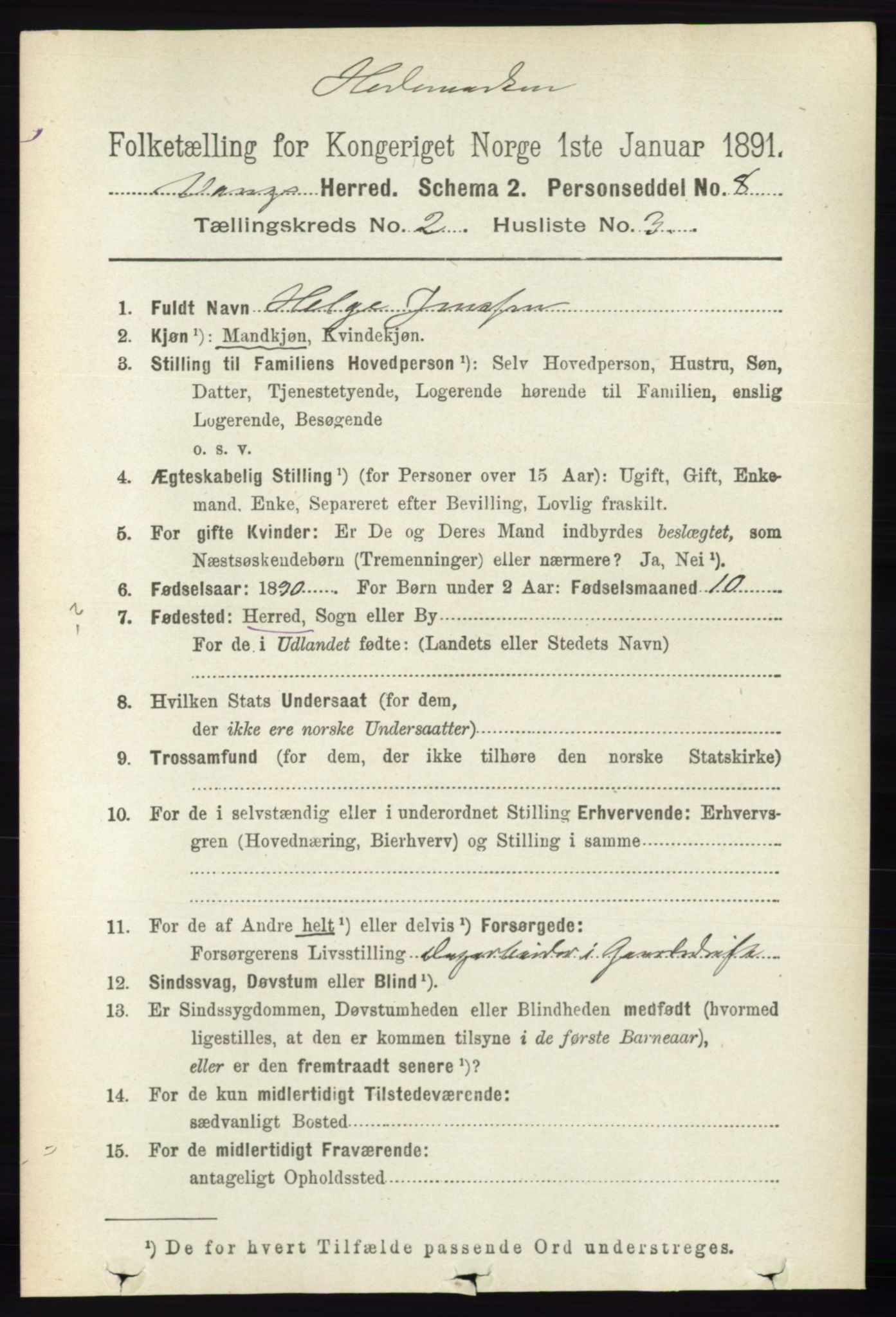 RA, 1891 census for 0414 Vang, 1891, p. 1056