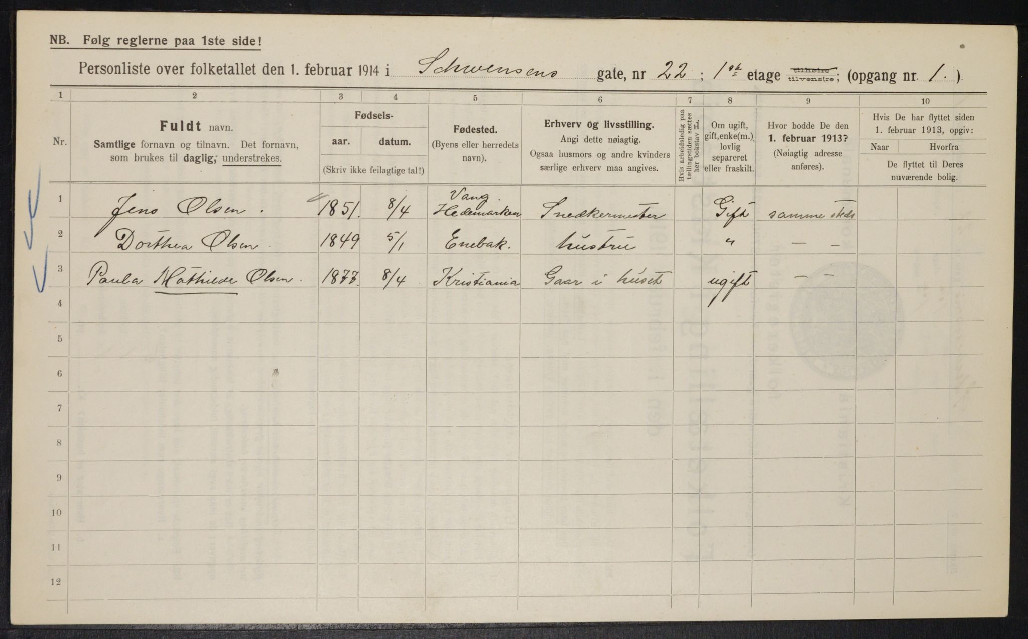 OBA, Municipal Census 1914 for Kristiania, 1914, p. 92730