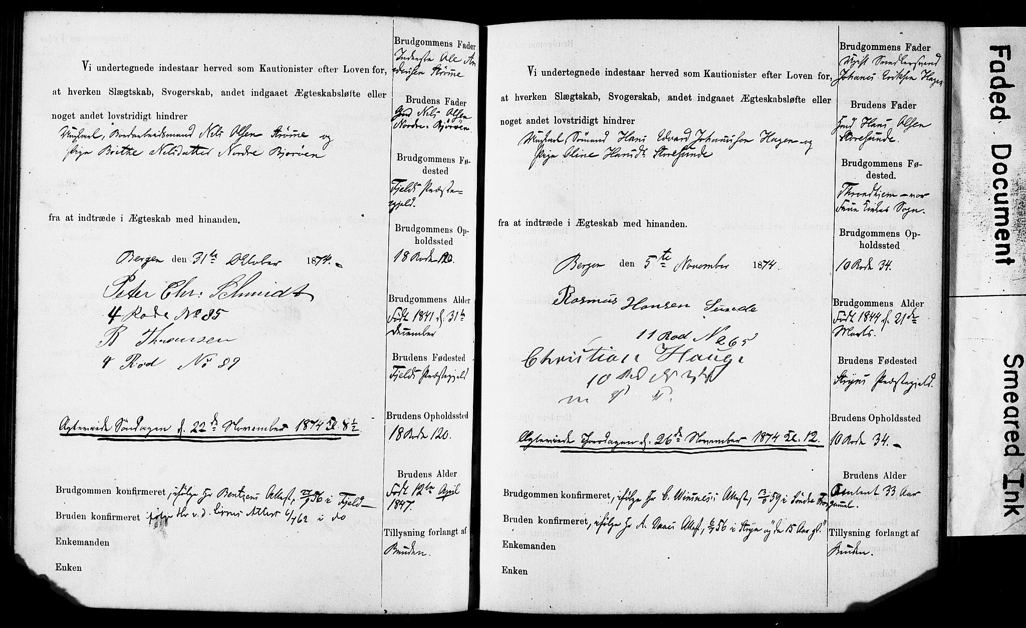 Domkirken sokneprestembete, AV/SAB-A-74801: Best man's statements no. II.5.7, 1870-1876, p. 249