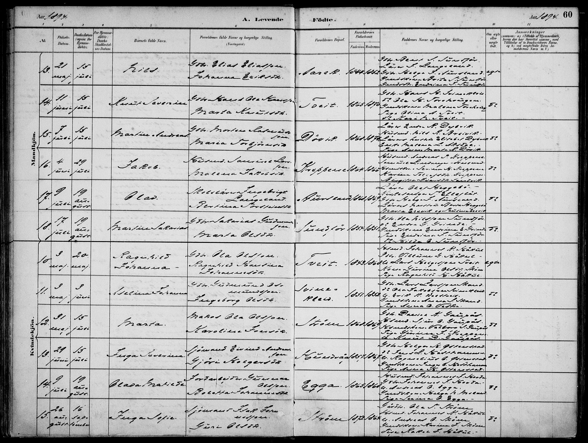 Skjold sokneprestkontor, AV/SAST-A-101847/H/Ha/Haa/L0010: Parish register (official) no. A 10, 1882-1897, p. 60