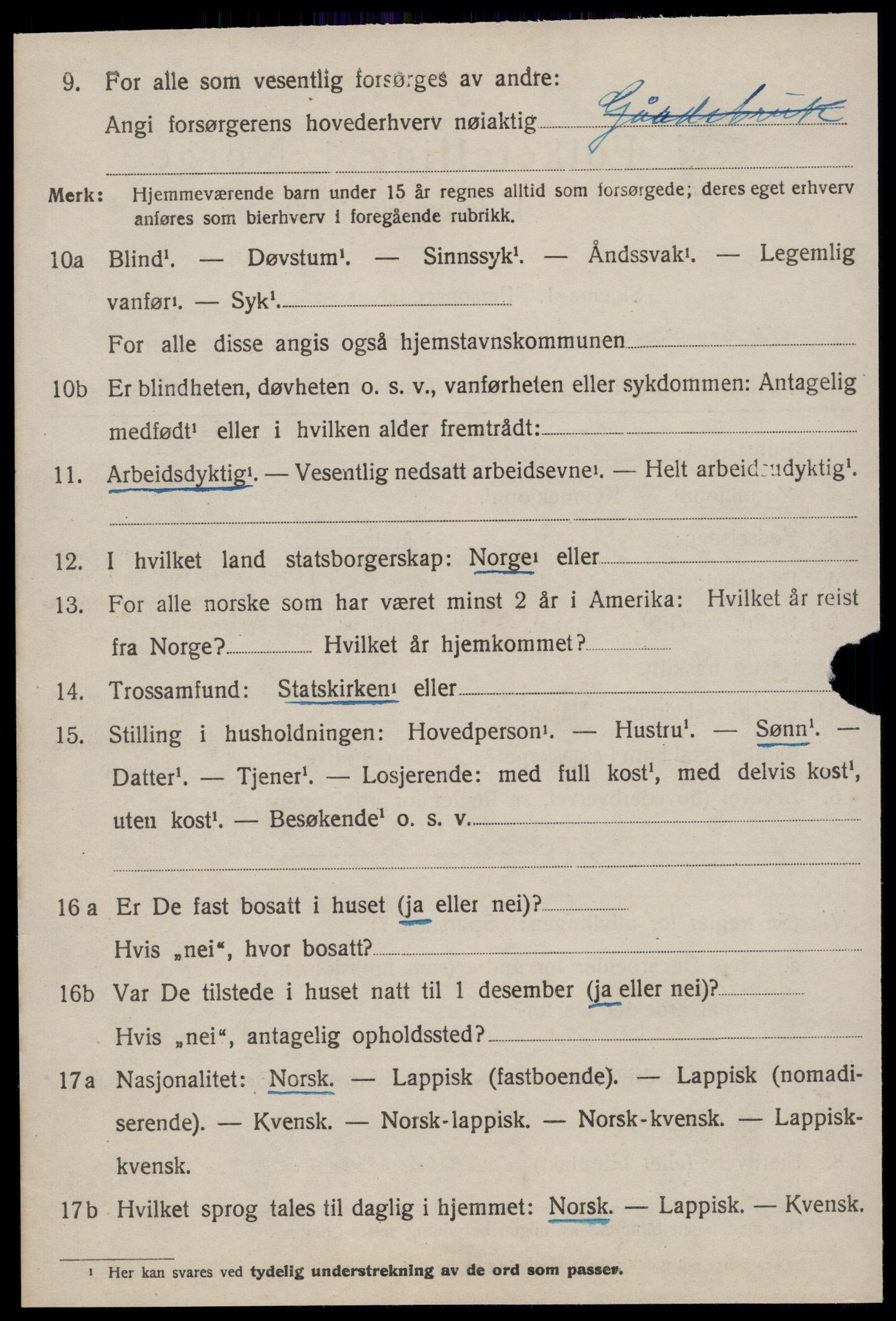 SAT, 1920 census for Soknedal, 1920, p. 4585