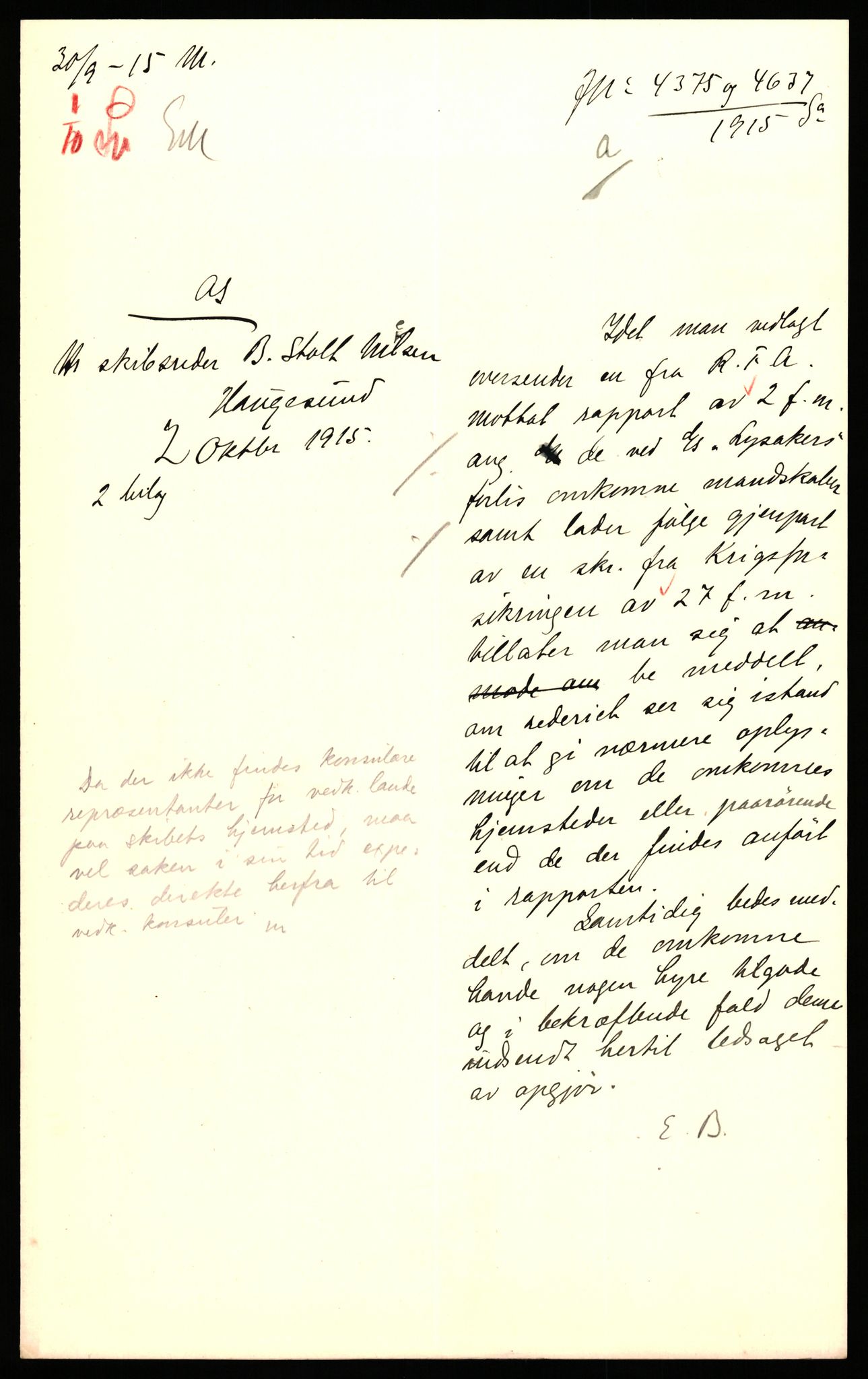 Handelsdepartementet, Sjøfartsavdelingen, 1. sjømannskontor, AV/RA-S-1405/D/Dm/L0010: Forliste skip Lar - Min, 1906-1920, p. 466