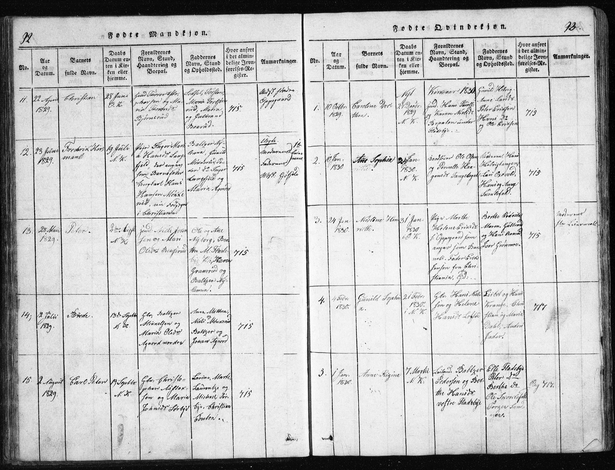 Nesodden prestekontor Kirkebøker, AV/SAO-A-10013/G/Ga/L0001: Parish register (copy) no. I 1, 1814-1847, p. 92-93