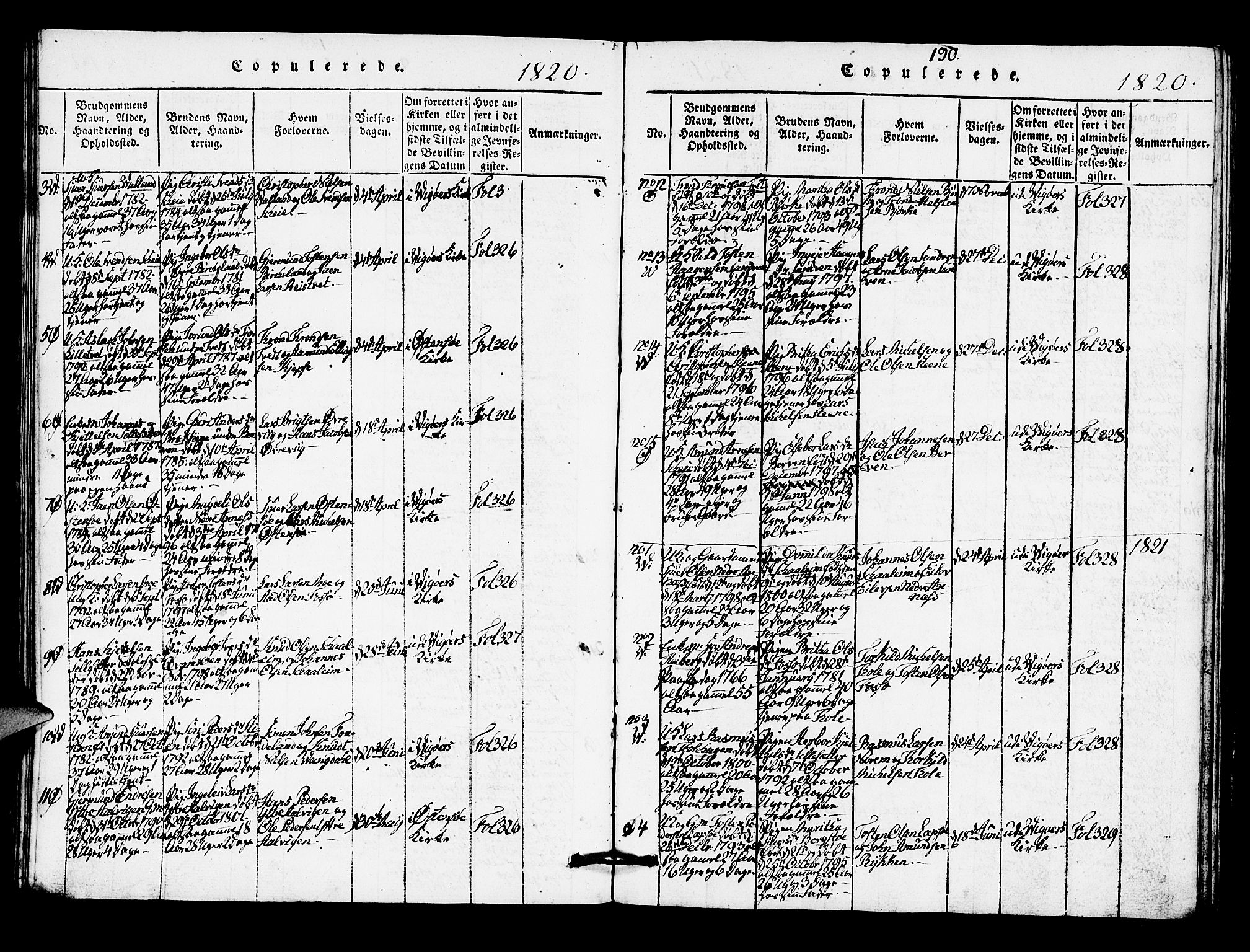 Kvam sokneprestembete, AV/SAB-A-76201/H/Hab: Parish register (copy) no. A 1, 1818-1832, p. 190