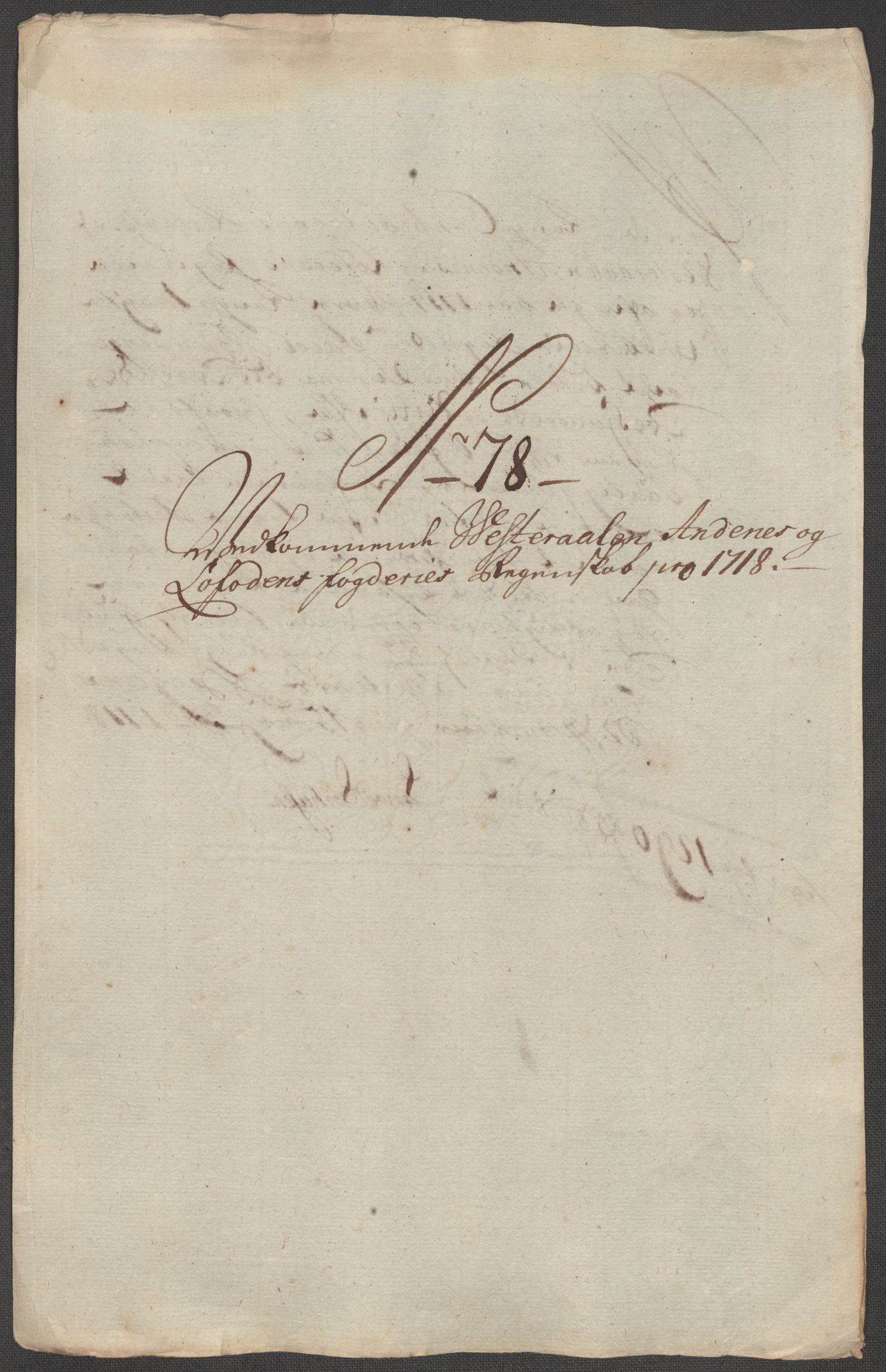 Rentekammeret inntil 1814, Reviderte regnskaper, Fogderegnskap, AV/RA-EA-4092/R67/L4684: Fogderegnskap Vesterålen, Andenes og Lofoten, 1718, p. 389