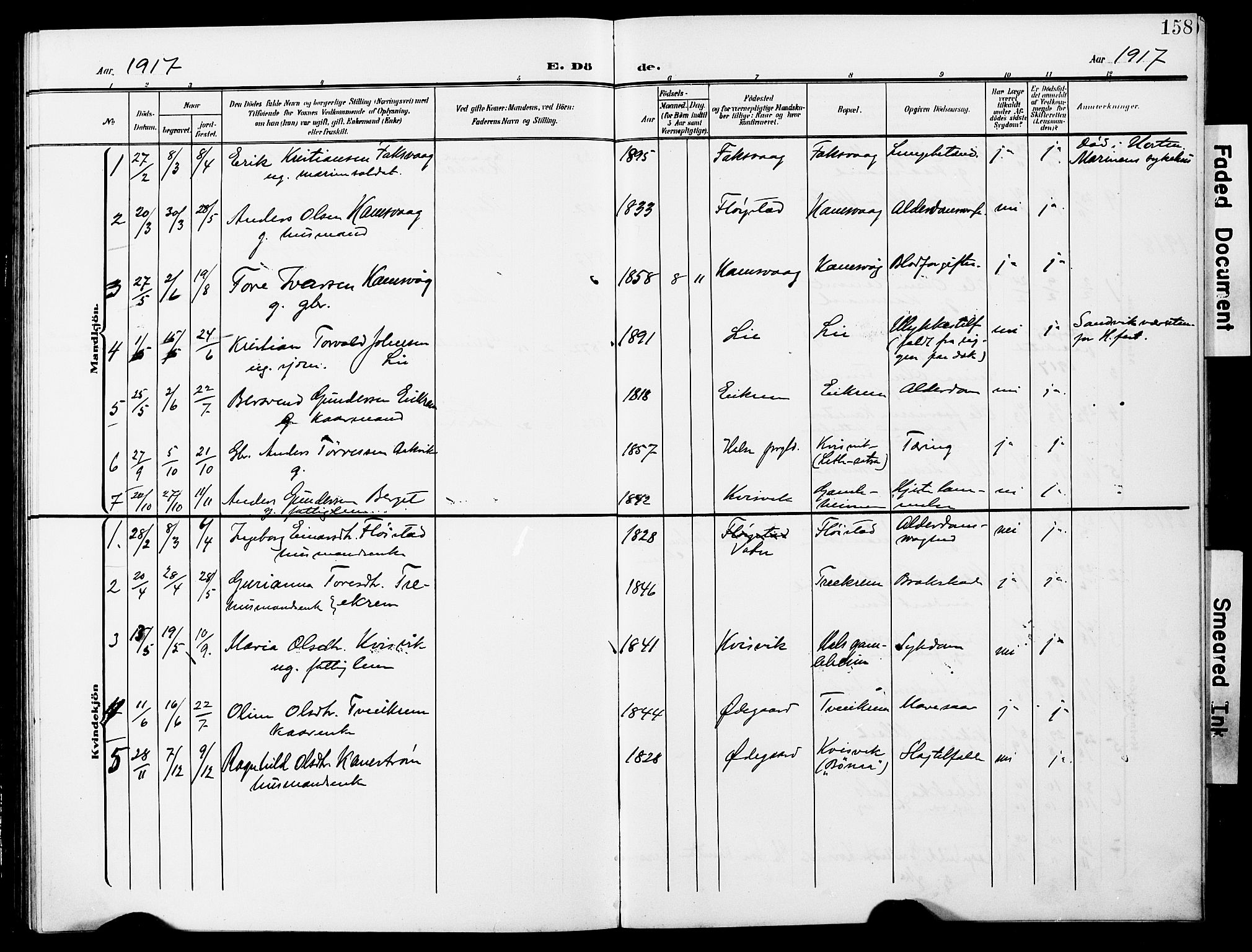 Ministerialprotokoller, klokkerbøker og fødselsregistre - Møre og Romsdal, AV/SAT-A-1454/587/L1001: Parish register (copy) no. 587C01, 1906-1927, p. 158