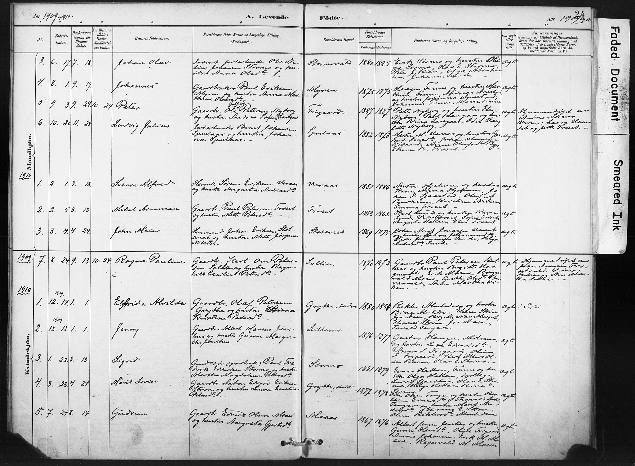 Ministerialprotokoller, klokkerbøker og fødselsregistre - Nord-Trøndelag, SAT/A-1458/718/L0175: Parish register (official) no. 718A01, 1890-1923, p. 24
