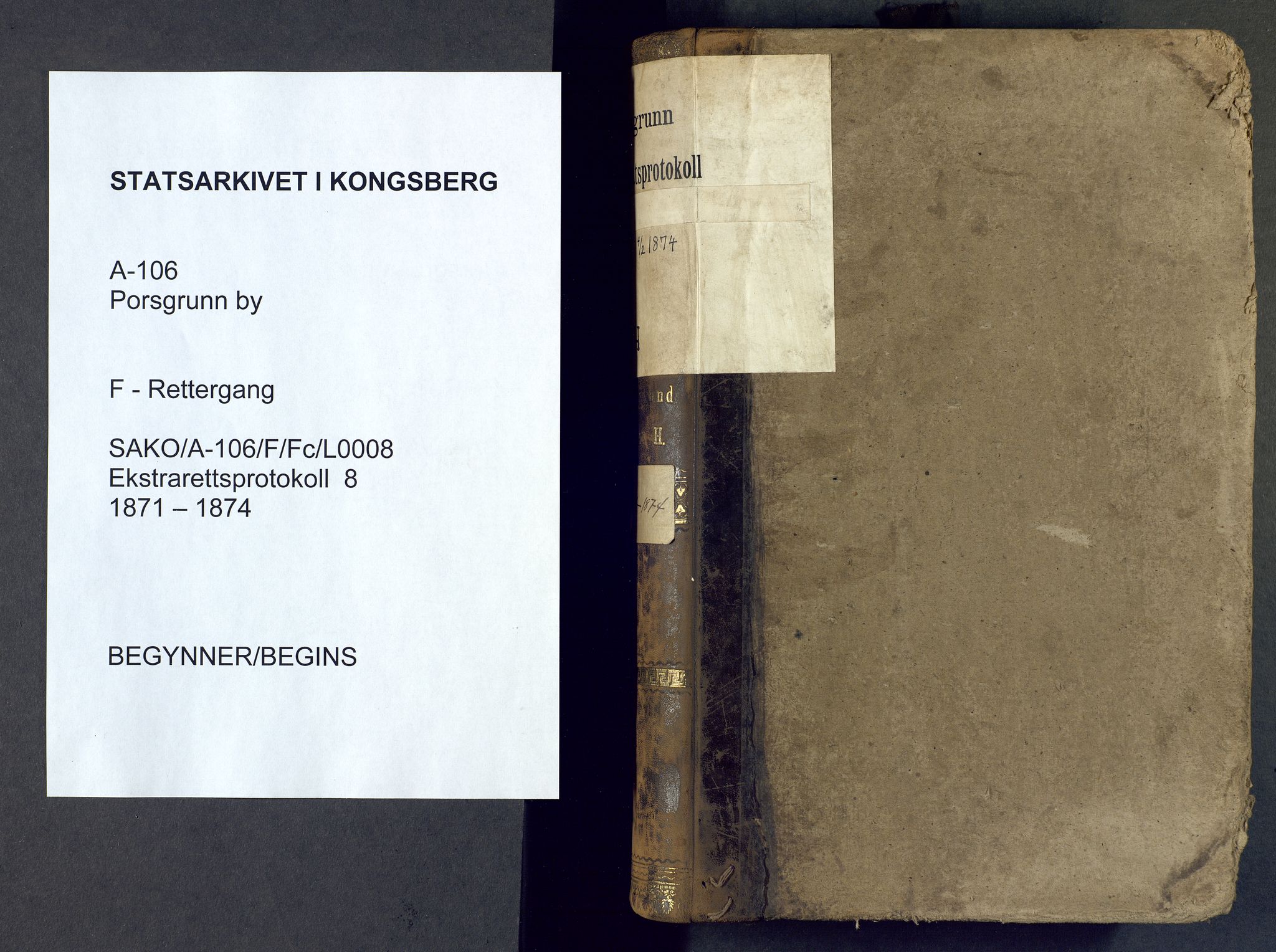 Porsgrunn byfogd, SAKO/A-106/F/Fc/L0008: Ekstrarettsprotokoll - H, 1871-1874