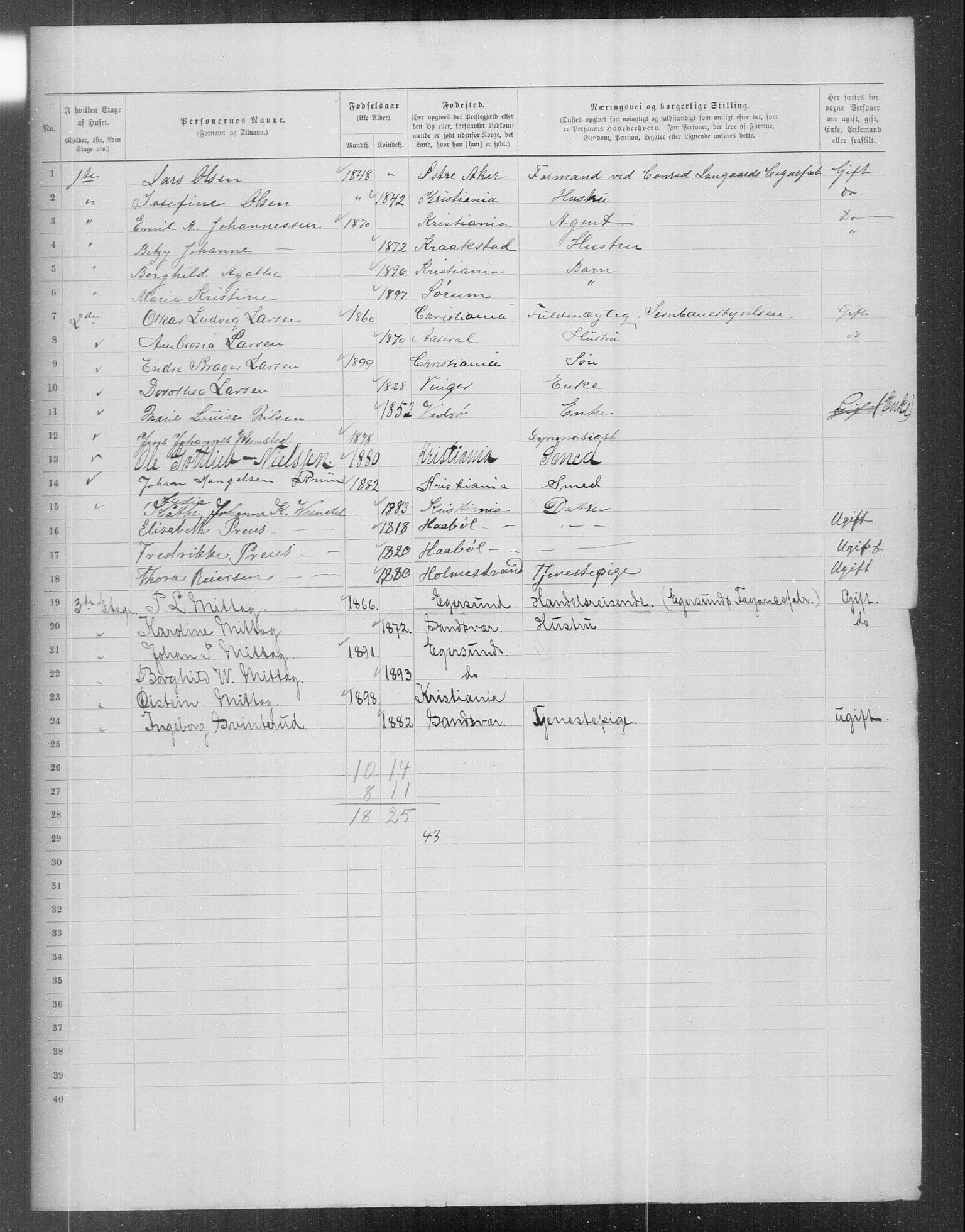 OBA, Municipal Census 1899 for Kristiania, 1899, p. 16484