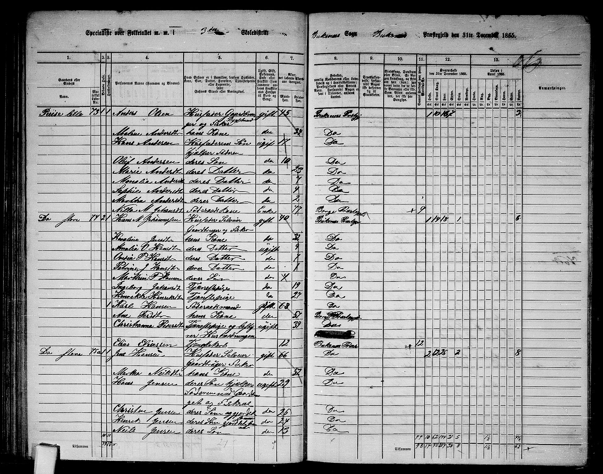 RA, 1865 census for Buksnes, 1865, p. 56