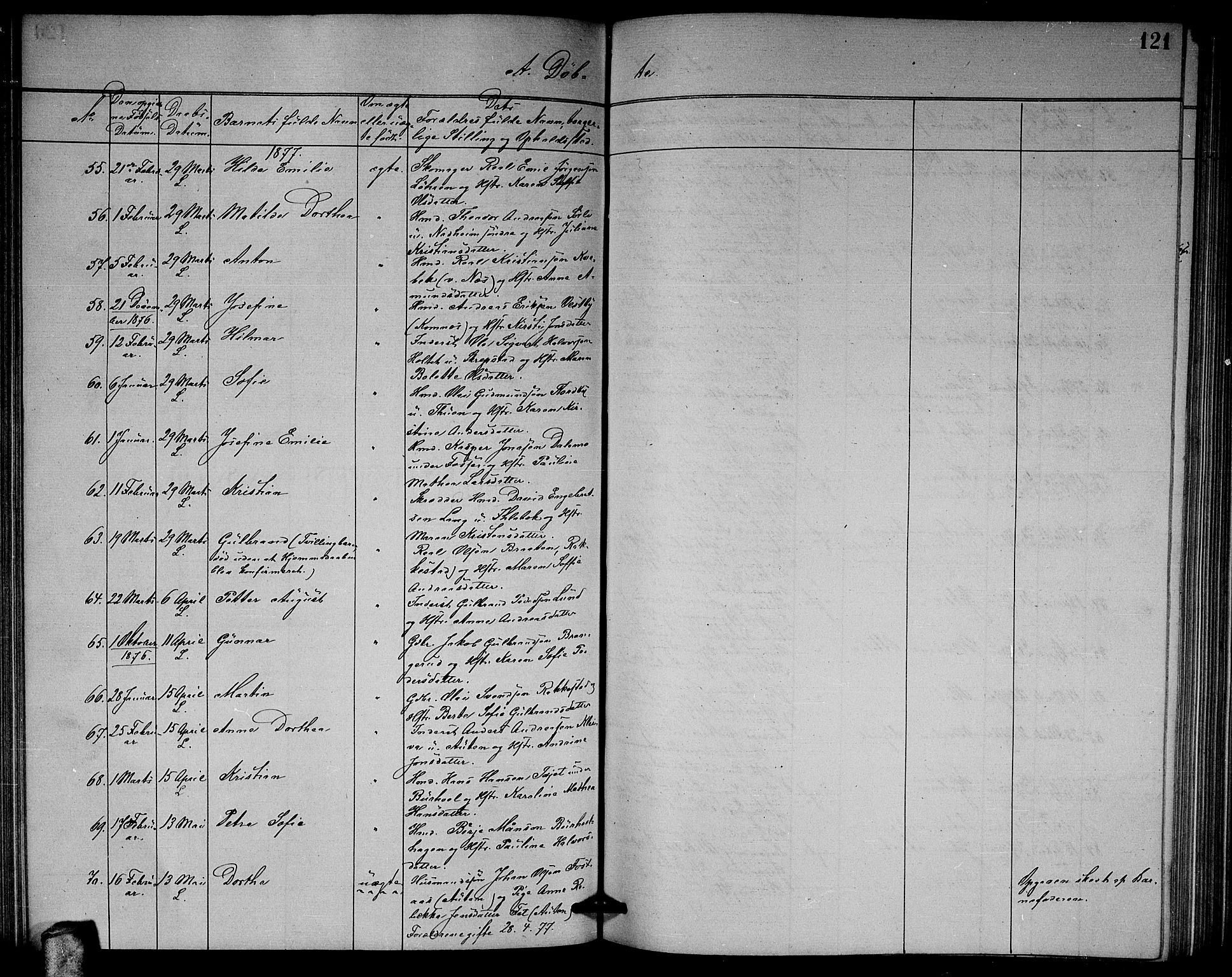 Høland prestekontor Kirkebøker, AV/SAO-A-10346a/G/Ga/L0006: Parish register (copy) no. I 6, 1869-1879, p. 121