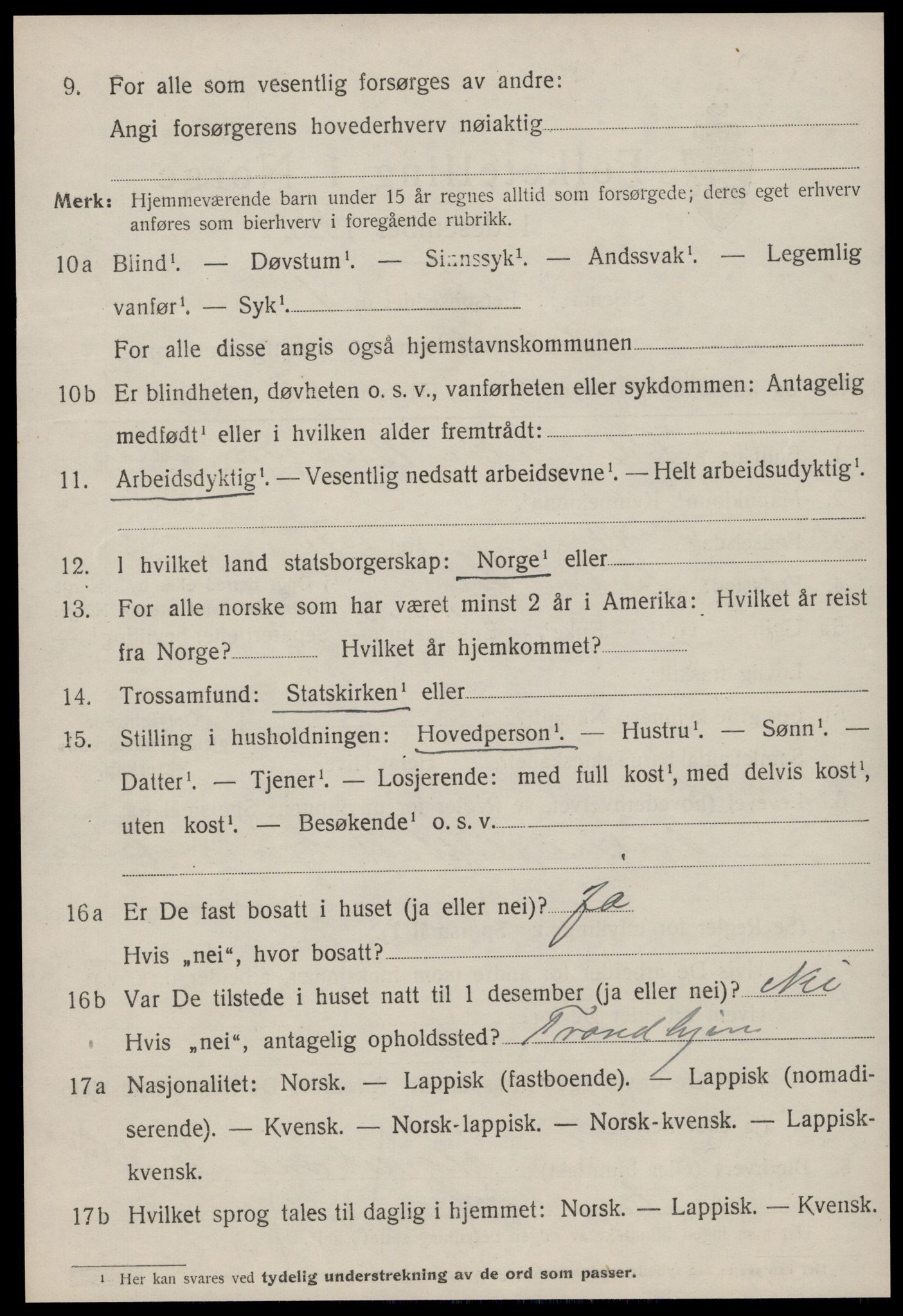 SAT, 1920 census for Ørland, 1920, p. 2642