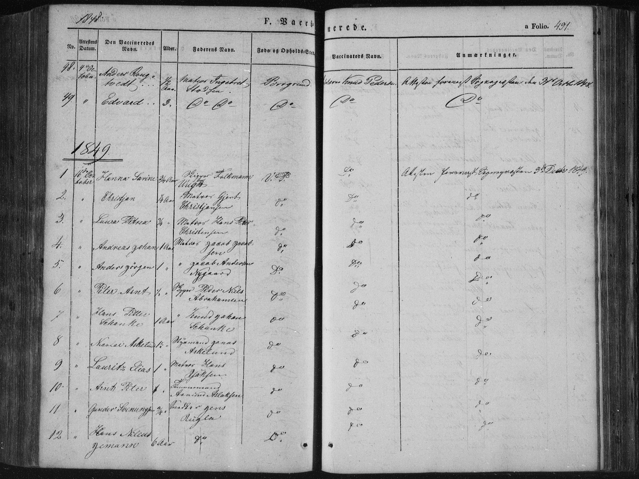 Porsgrunn kirkebøker , SAKO/A-104/F/Fa/L0006: Parish register (official) no. 6, 1841-1857, p. 491