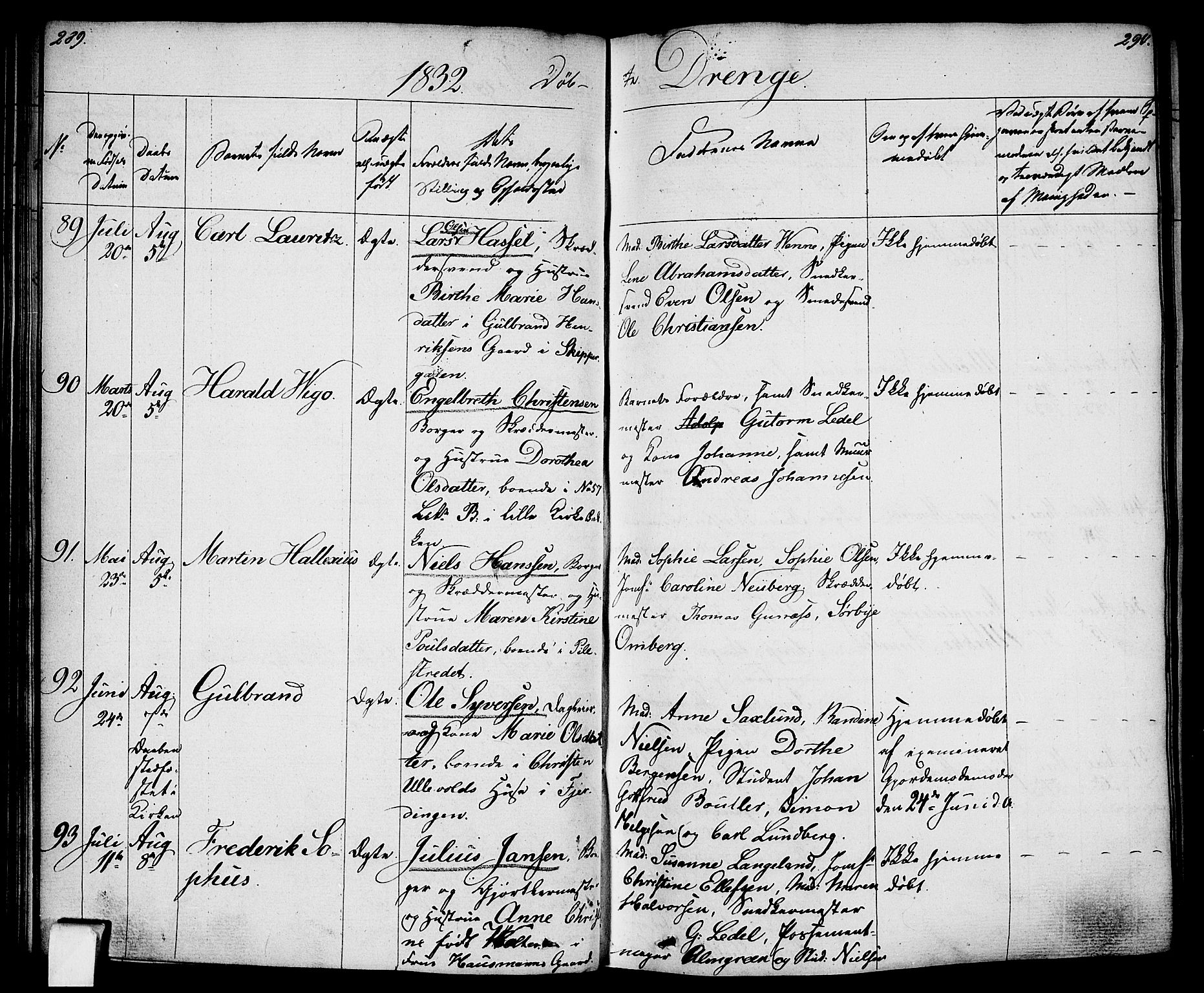 Oslo domkirke Kirkebøker, SAO/A-10752/F/Fa/L0011: Parish register (official) no. 11, 1830-1836, p. 289-290