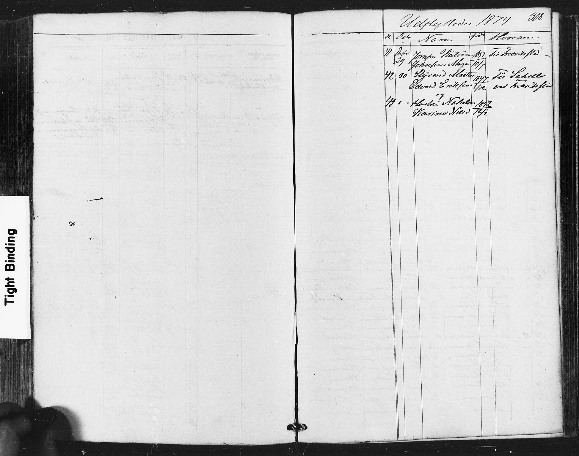 Hvaler prestekontor Kirkebøker, AV/SAO-A-2001/F/Fa/L0007: Parish register (official) no. I 7, 1864-1878, p. 308