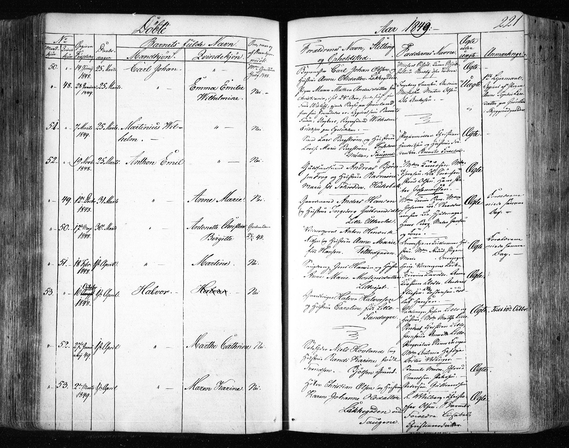 Aker prestekontor kirkebøker, SAO/A-10861/F/L0019: Parish register (official) no. 19, 1842-1852, p. 221