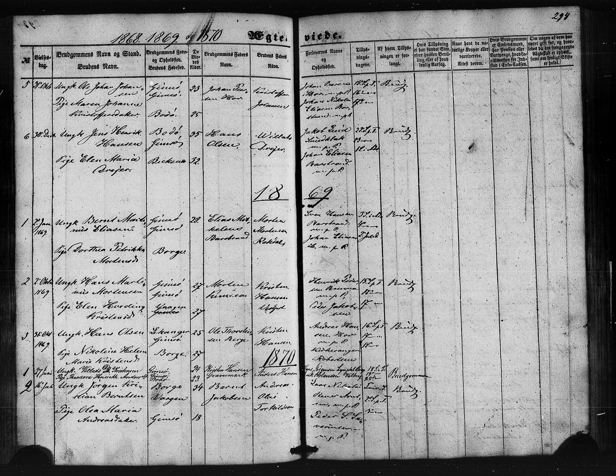 Ministerialprotokoller, klokkerbøker og fødselsregistre - Nordland, AV/SAT-A-1459/876/L1095: Parish register (official) no. 876A01, 1863-1885, p. 294