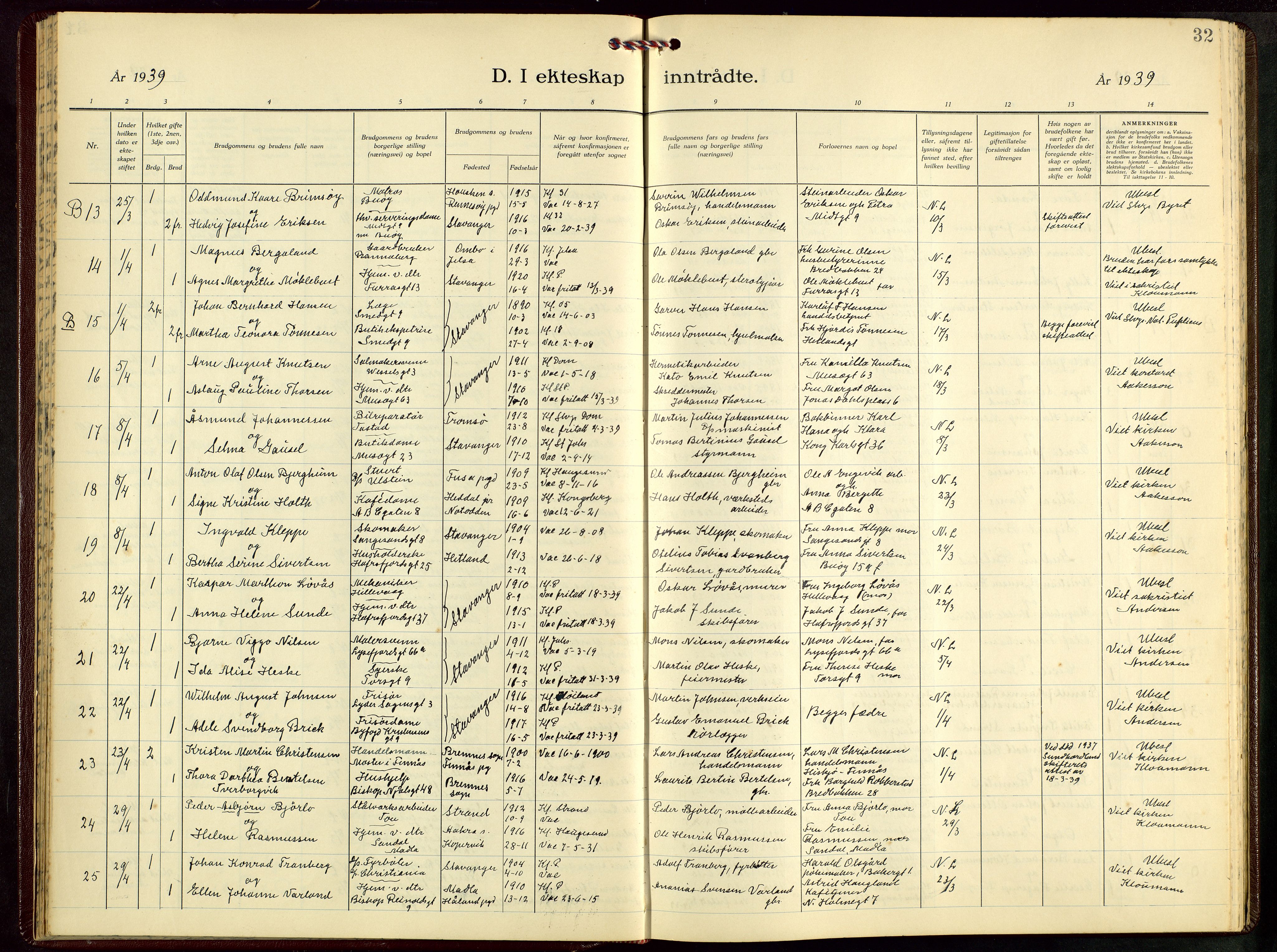 St. Petri sokneprestkontor, AV/SAST-A-101813/001/30/30BB/L0012: Parish register (copy) no. B 12, 1936-1951, p. 32