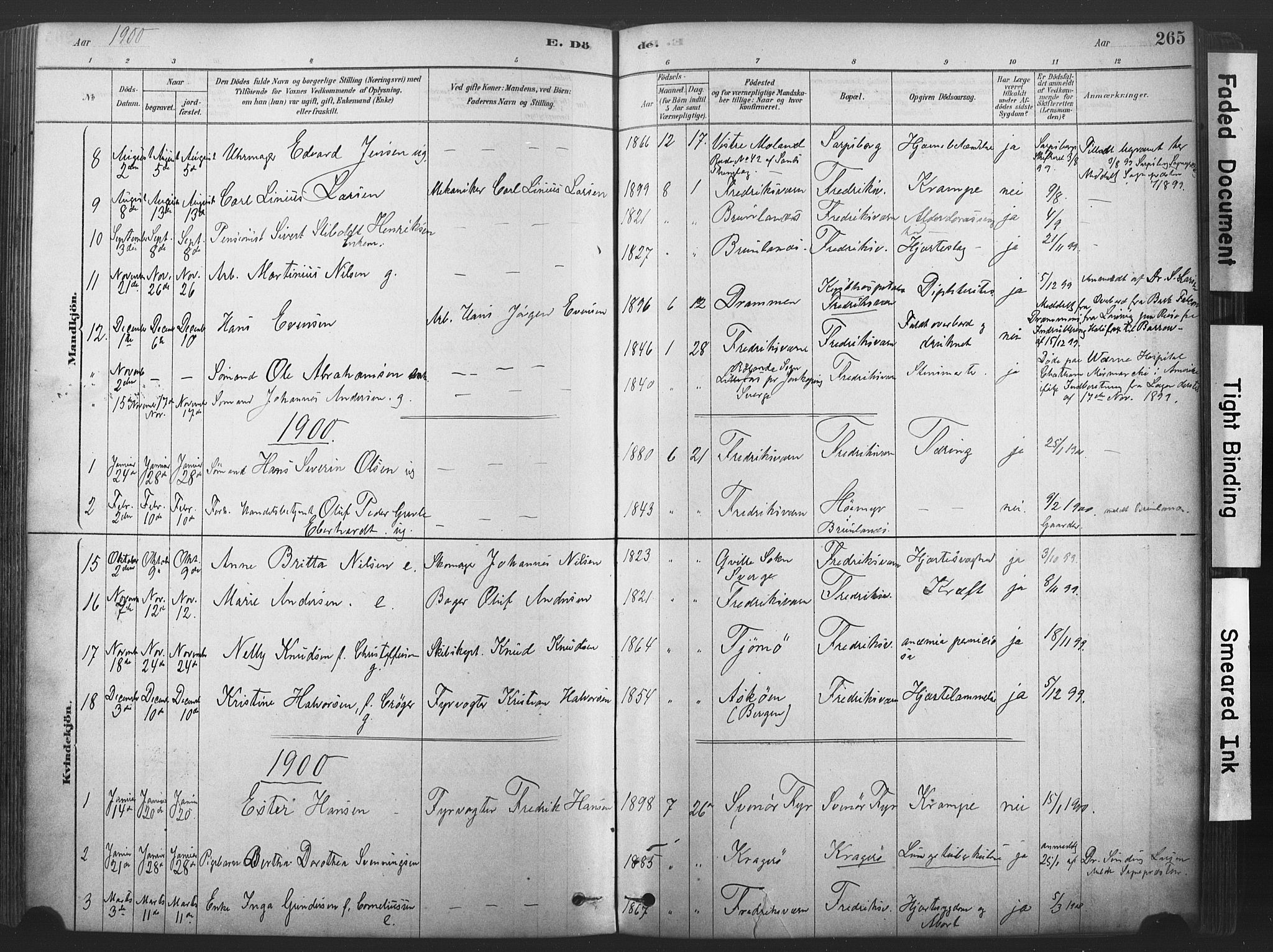 Stavern kirkebøker, SAKO/A-318/F/Fa/L0008: Parish register (official) no. 8, 1878-1905, p. 265