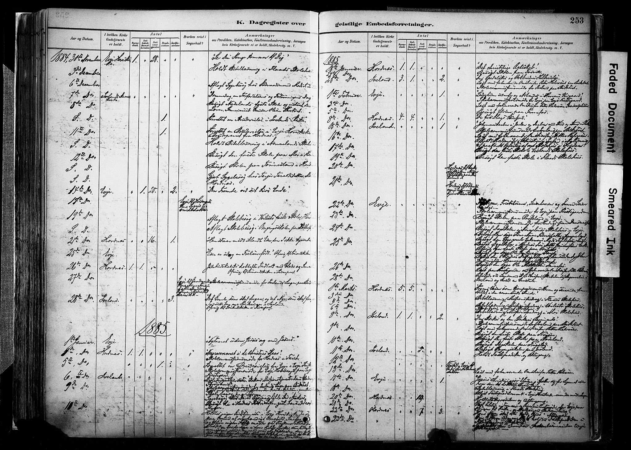 Evje sokneprestkontor, AV/SAK-1111-0008/F/Fa/Faa/L0007: Parish register (official) no. A 7, 1884-1909, p. 253