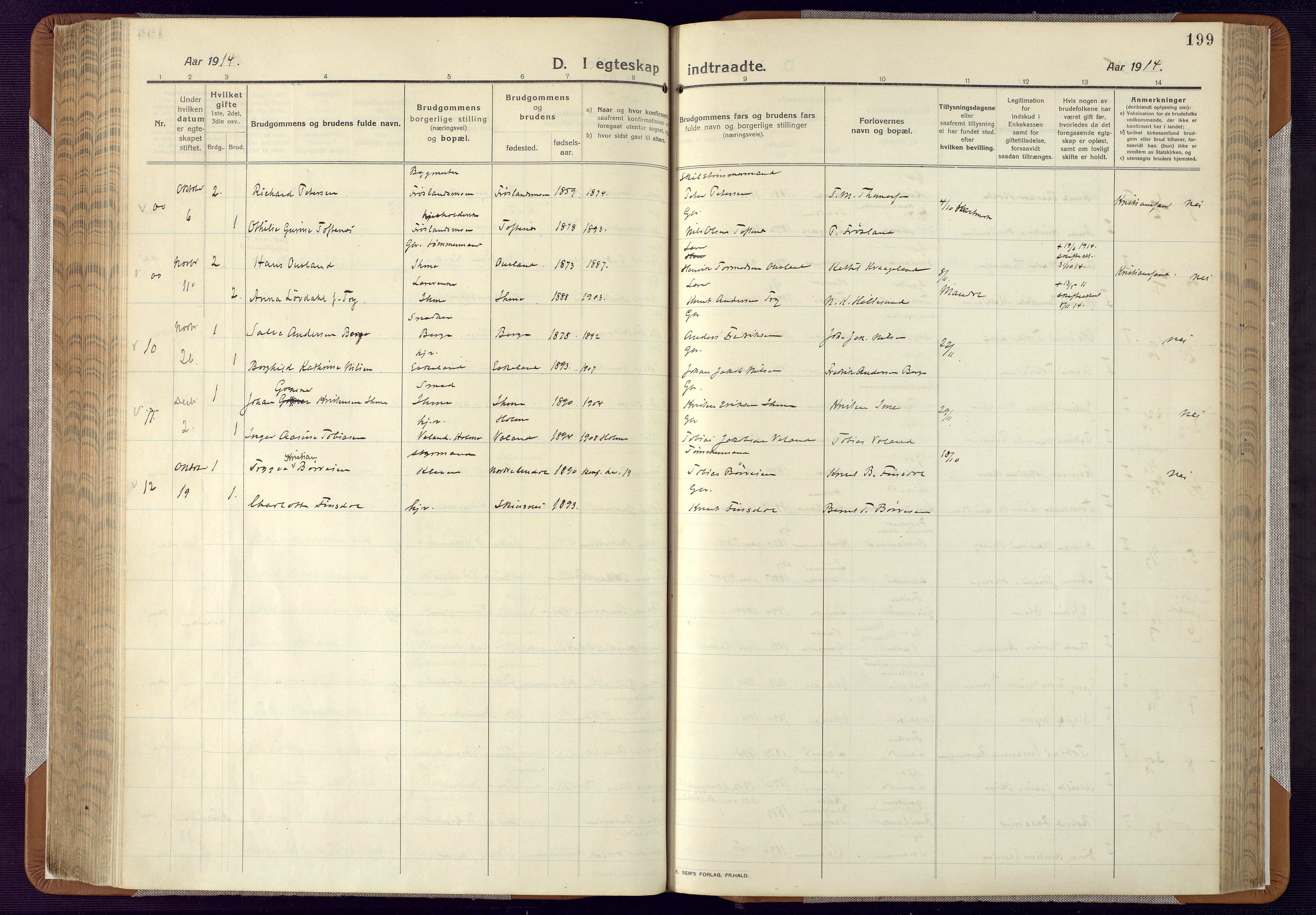 Mandal sokneprestkontor, AV/SAK-1111-0030/F/Fa/Faa/L0022: Parish register (official) no. A 22, 1913-1925, p. 199