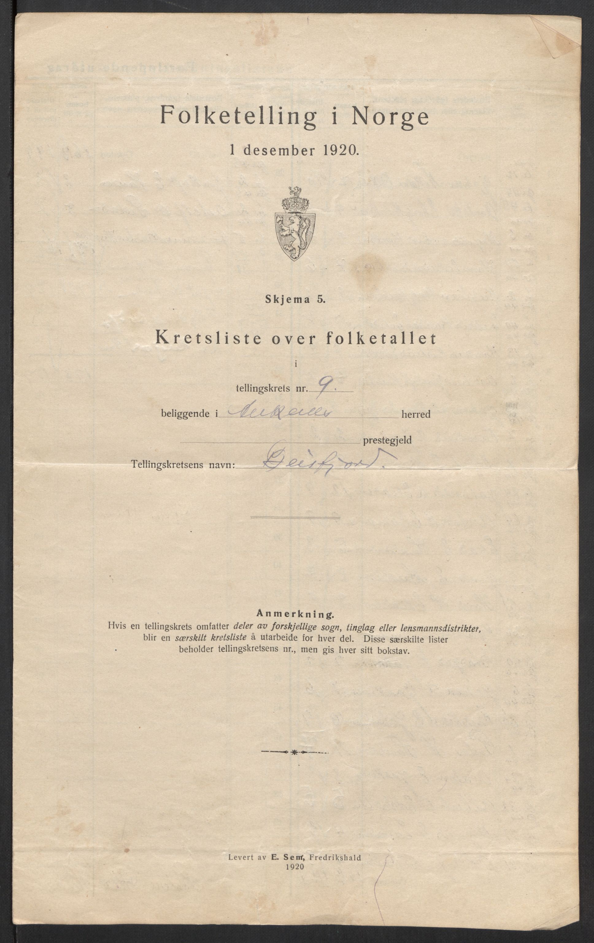 SAT, 1920 census for Ankenes, 1920, p. 43