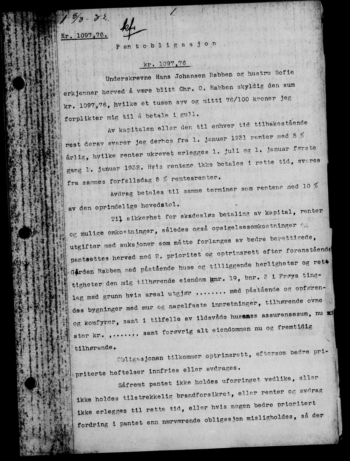 Hitra sorenskriveri, AV/SAT-A-0018/2/2C/2Ca/L0018: Mortgage book no. 18, 1932-1932, p. 0-1
