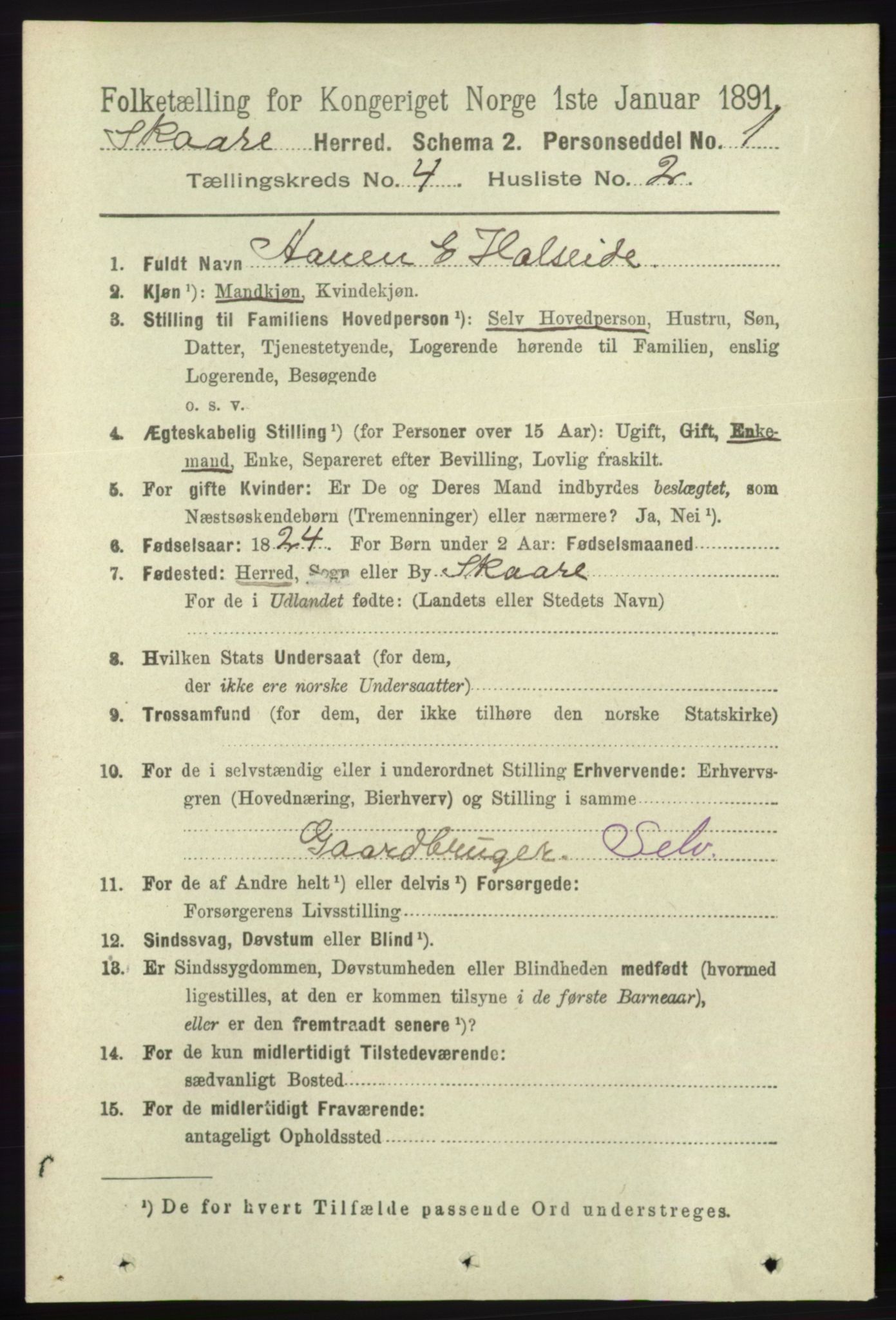 RA, 1891 census for 1153 Skåre, 1891, p. 1759