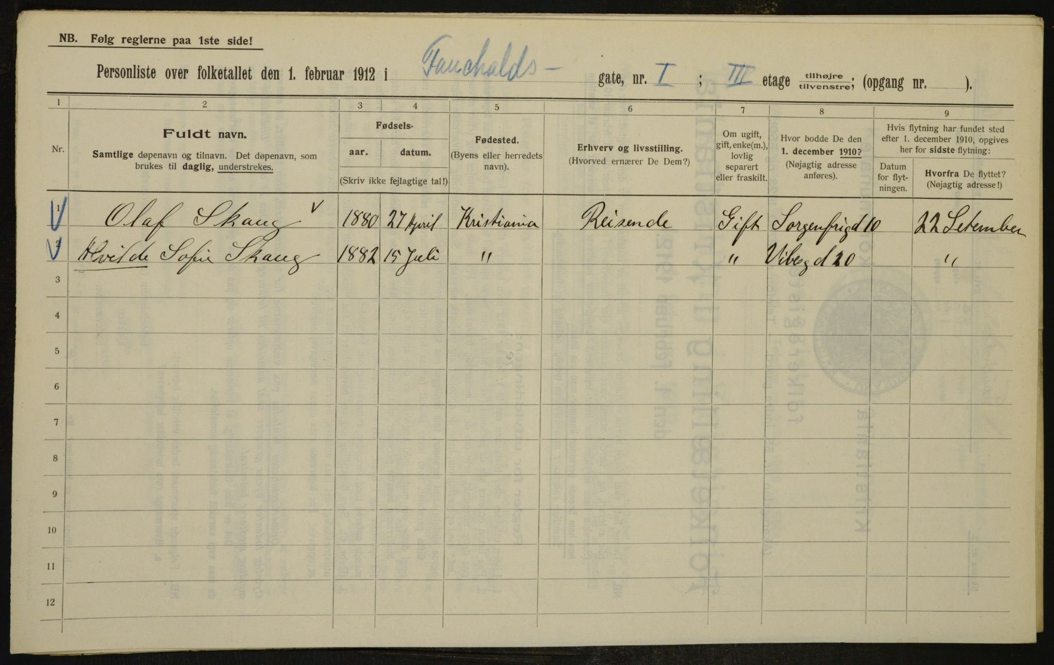 OBA, Municipal Census 1912 for Kristiania, 1912, p. 23662