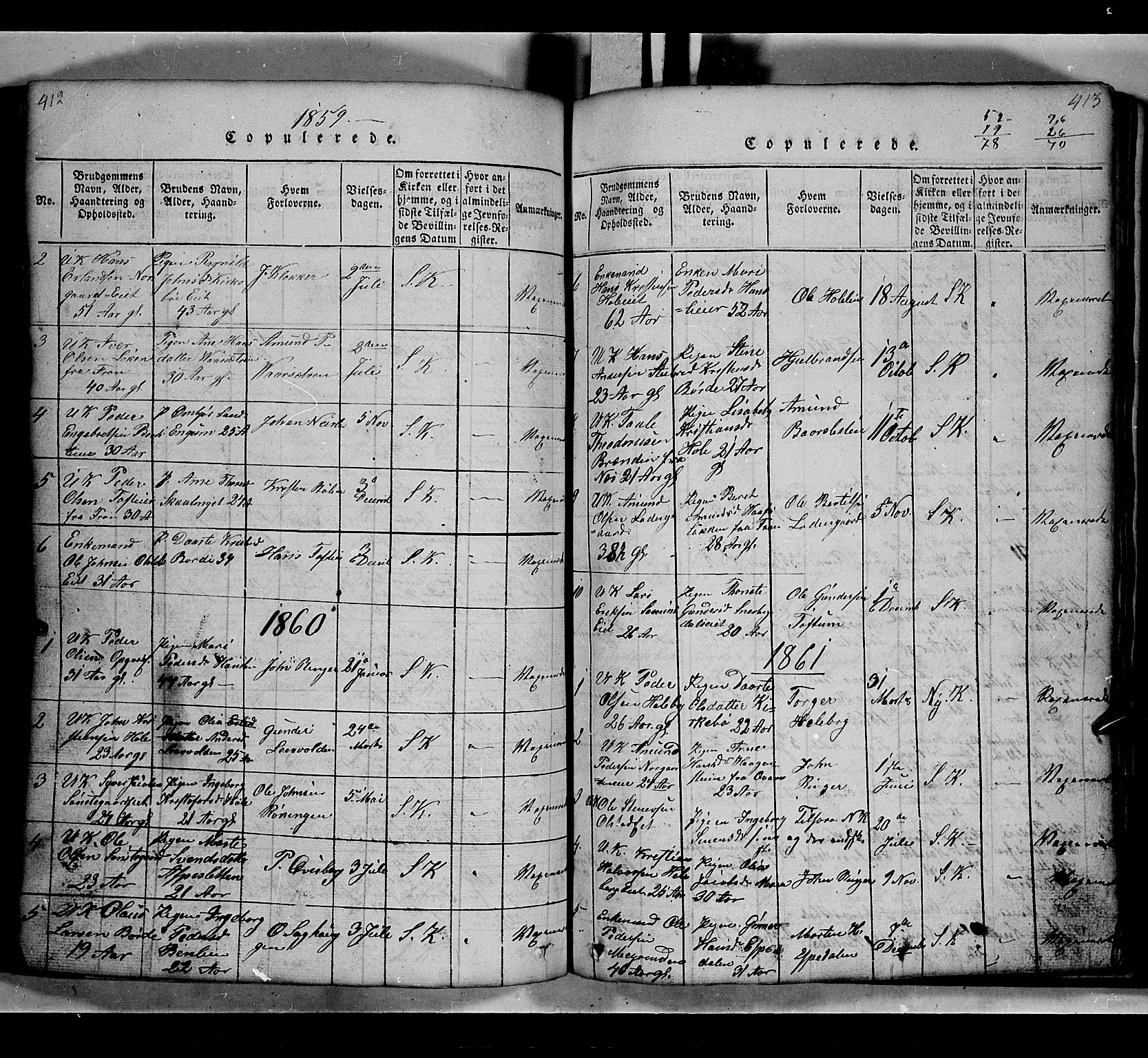 Gausdal prestekontor, SAH/PREST-090/H/Ha/Hab/L0002: Parish register (copy) no. 2, 1818-1874, p. 412-413