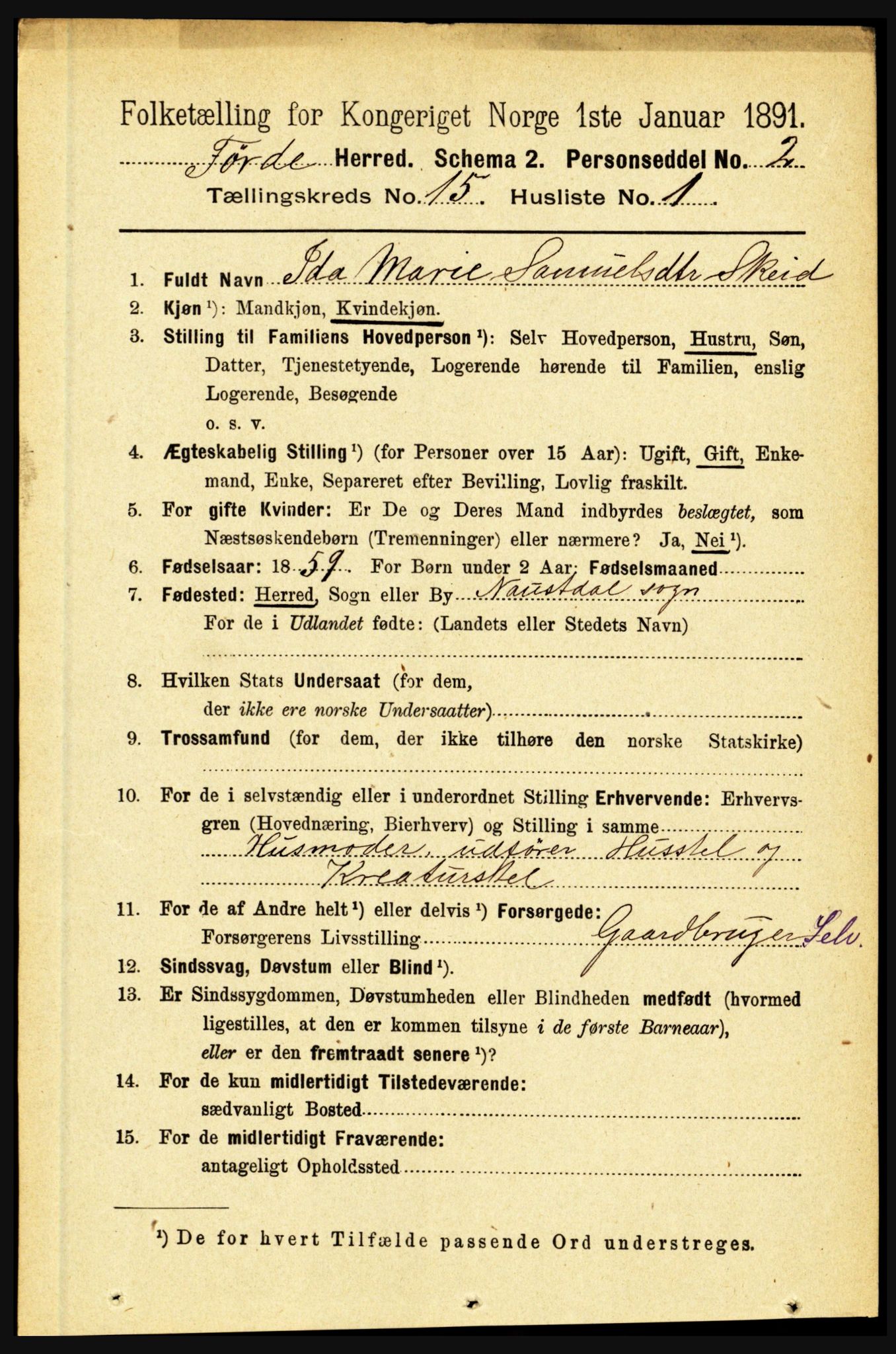 RA, 1891 census for 1432 Førde, 1891, p. 5556