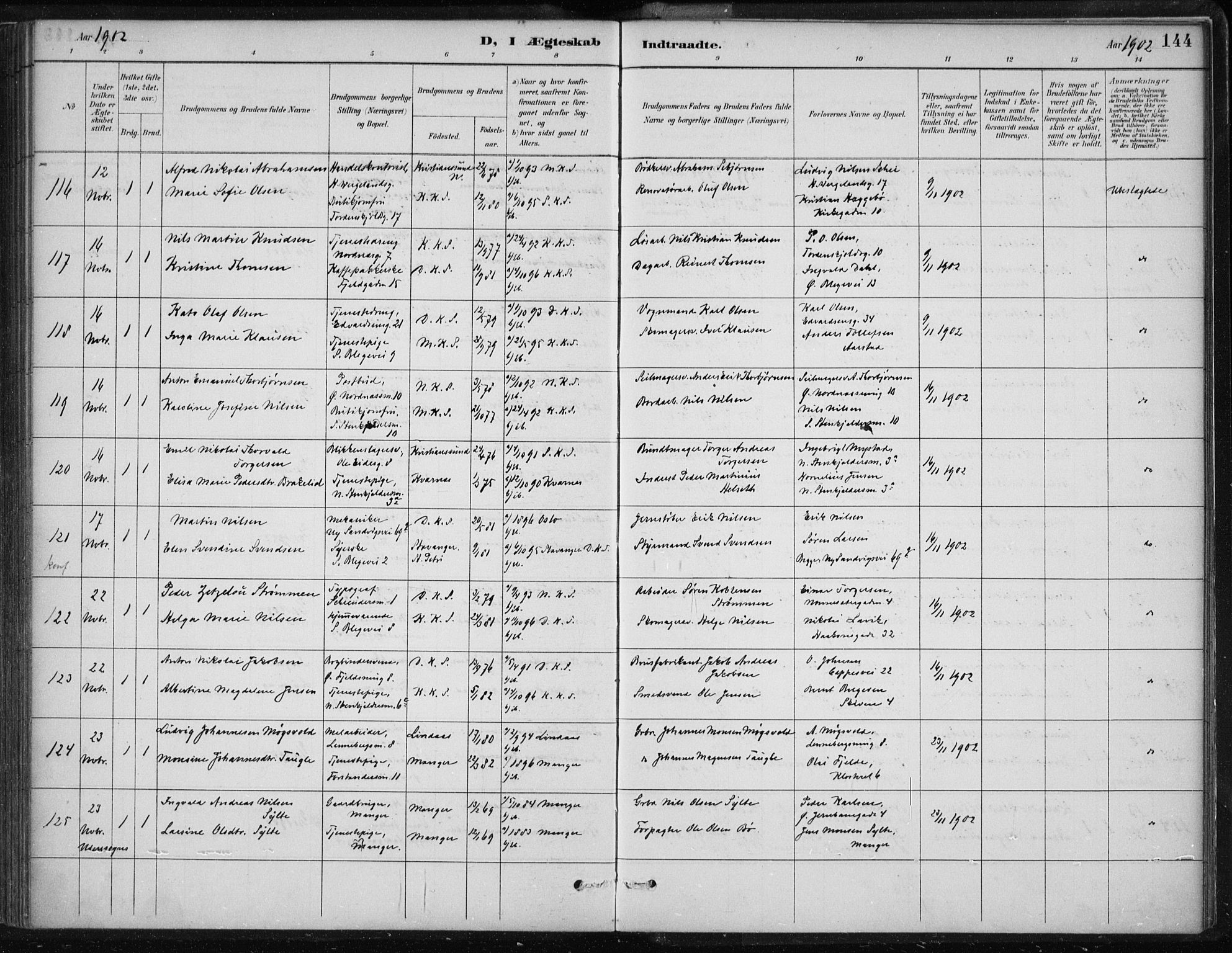 Korskirken sokneprestembete, AV/SAB-A-76101/H/Hab: Parish register (copy) no. D 3, 1887-1906, p. 144