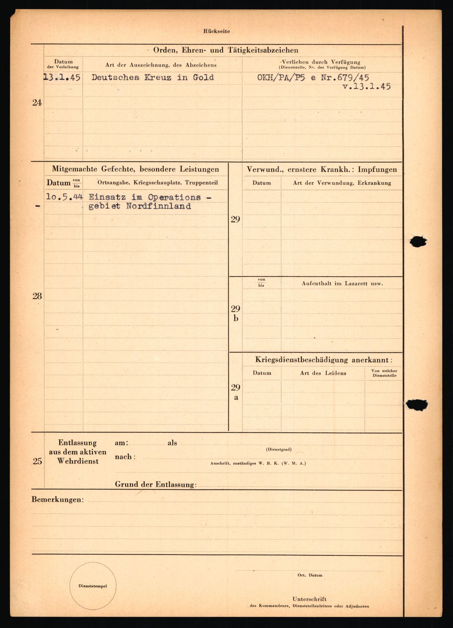 Forsvarets Overkommando. 2 kontor. Arkiv 11.4. Spredte tyske arkivsaker, AV/RA-RAFA-7031/D/Dar/Dara/L0019: Personalbøker og diverse, 1940-1945, p. 652