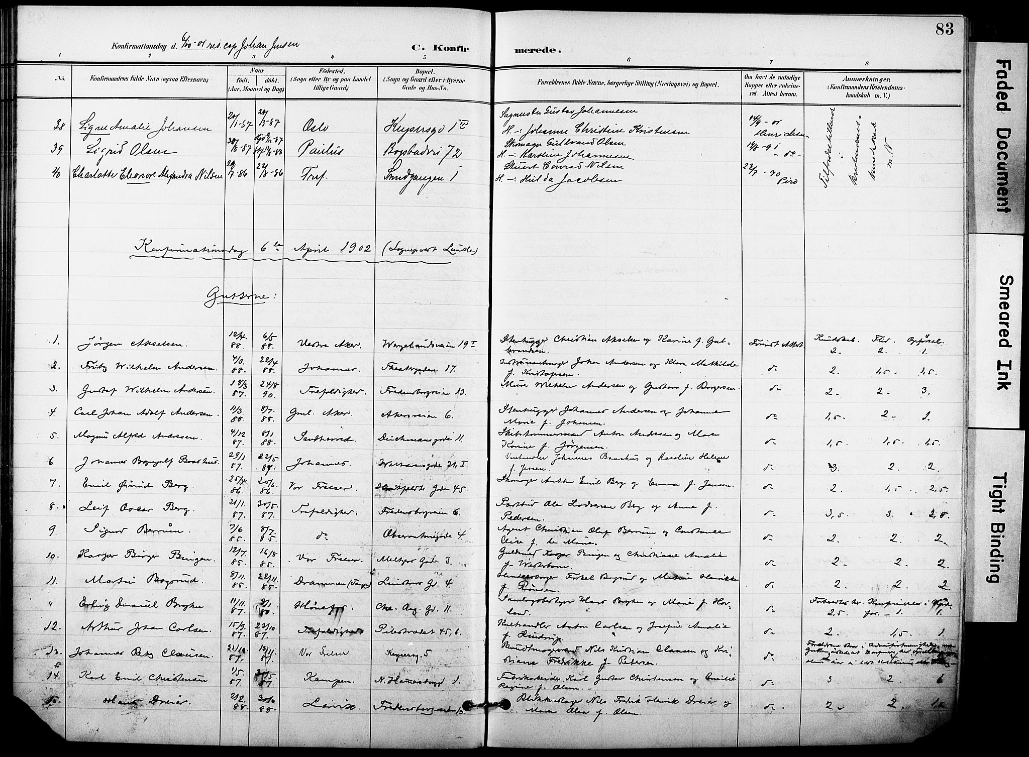 Trefoldighet prestekontor Kirkebøker, SAO/A-10882/F/Fb/L0004: Parish register (official) no. II 4, 1896-1915, p. 83