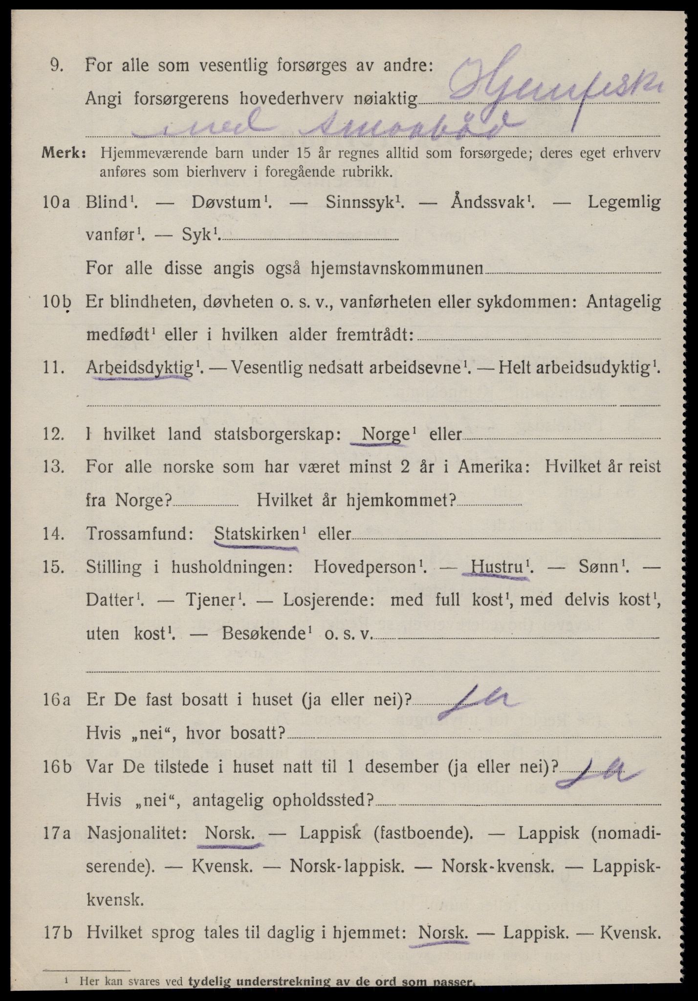 SAT, 1920 census for Kvenvær, 1920, p. 1419