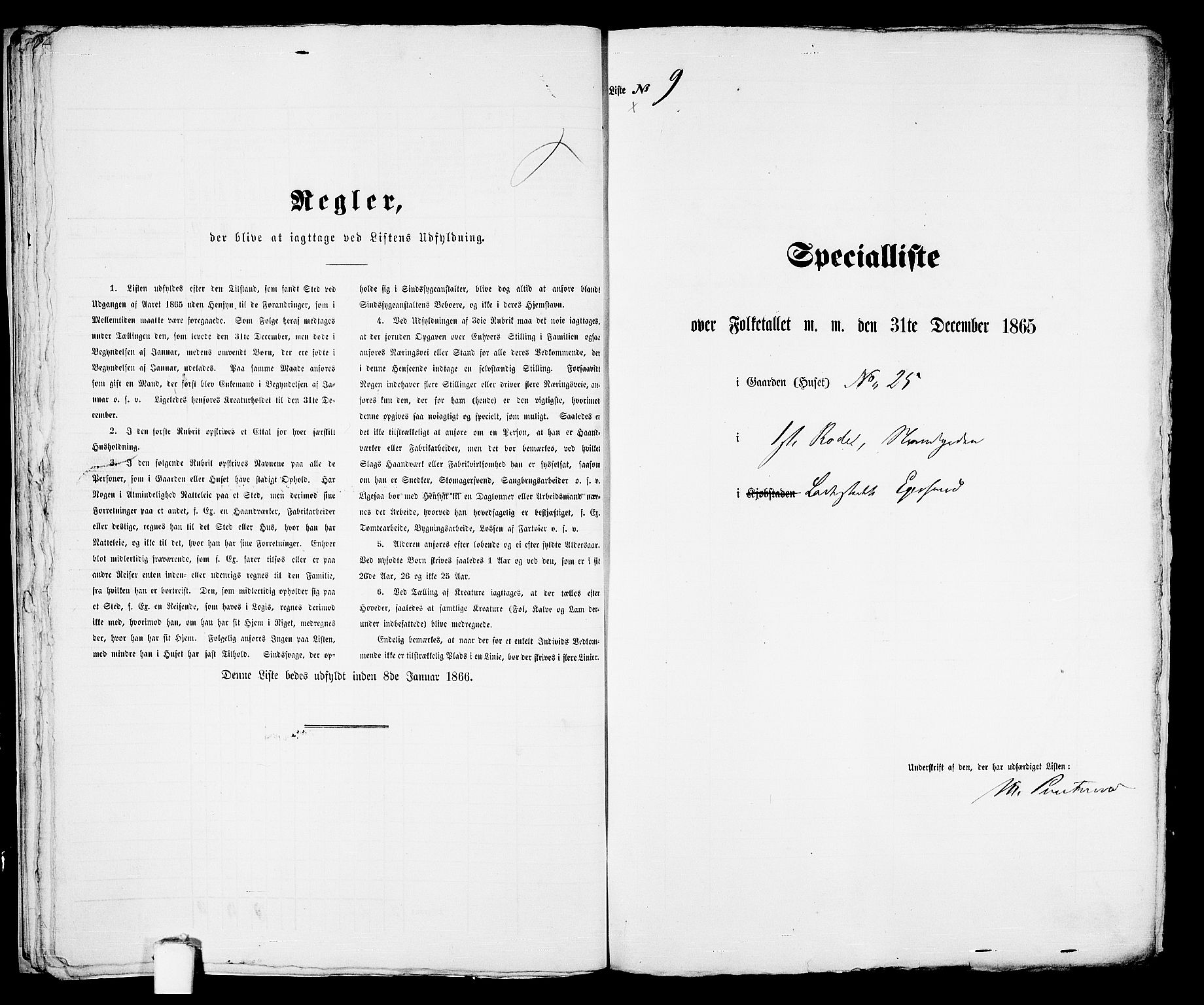 RA, 1865 census for Eigersund parish, Egersund town, 1865, p. 26